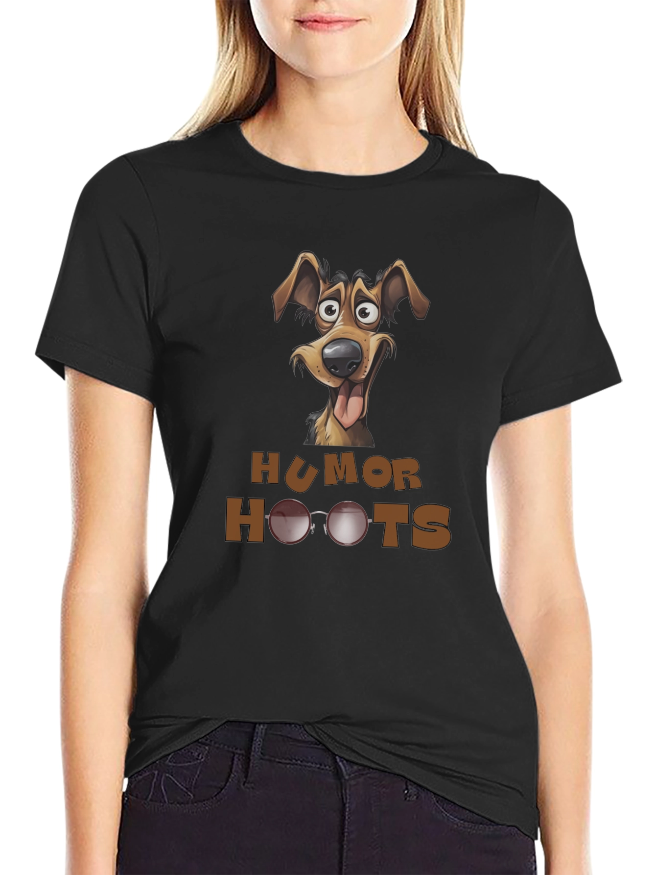 Humor Hoots Dog Graphic T-Shirt
