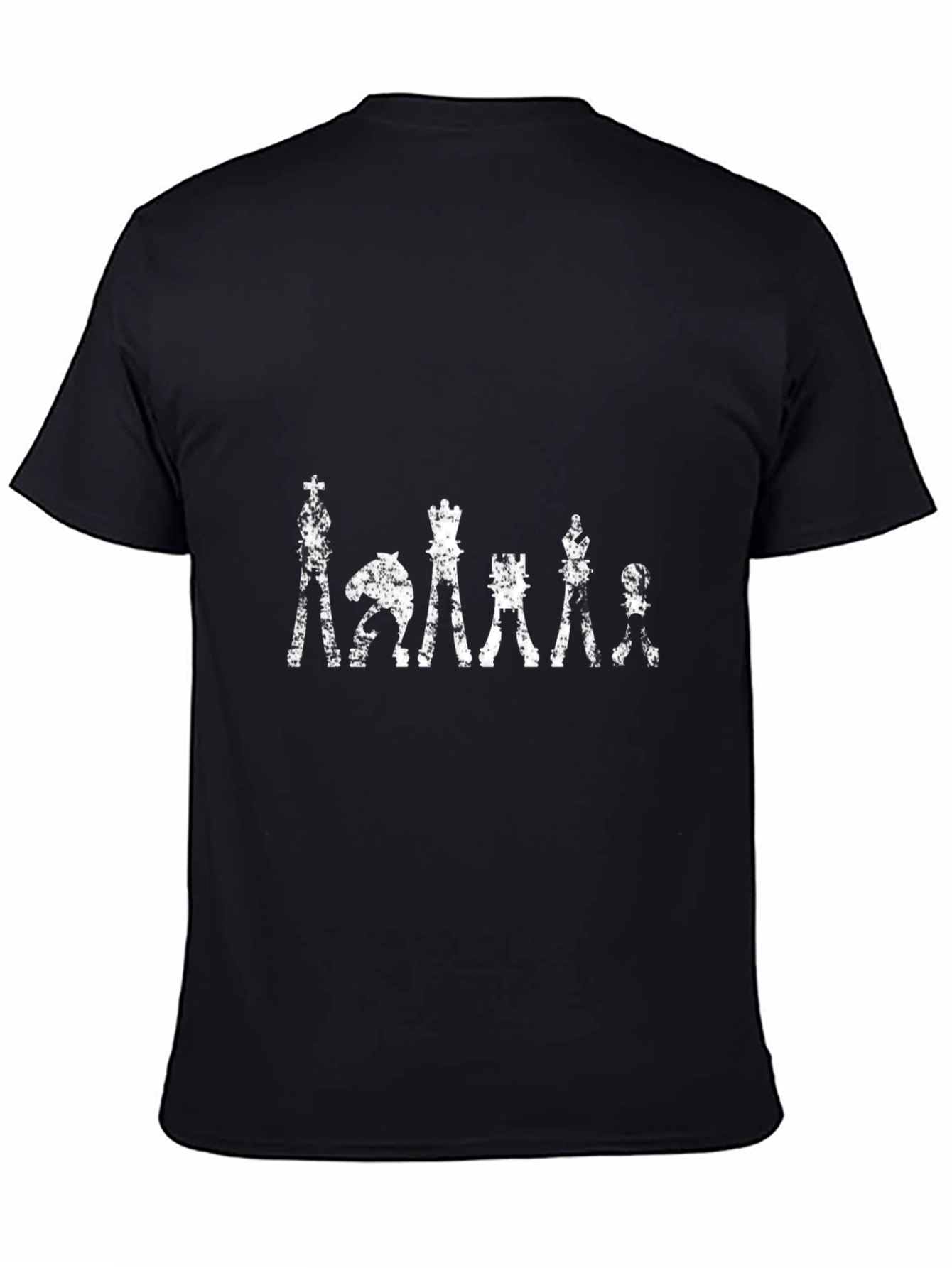 Chess Piece Distressed Graphic T-Shirt - Black Cotton Tee