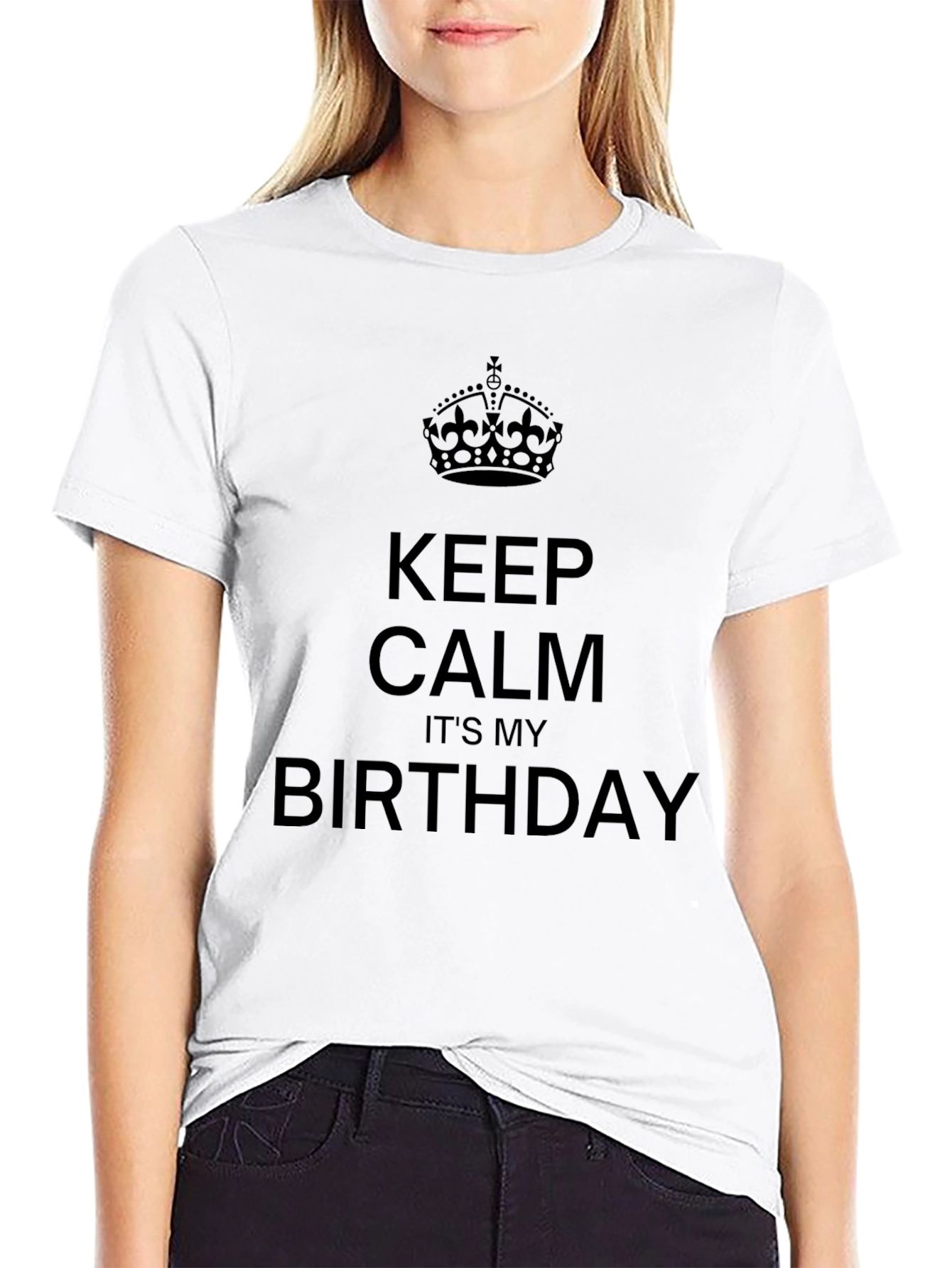 Keep Calm Its My Birthday Black Graphic Tee