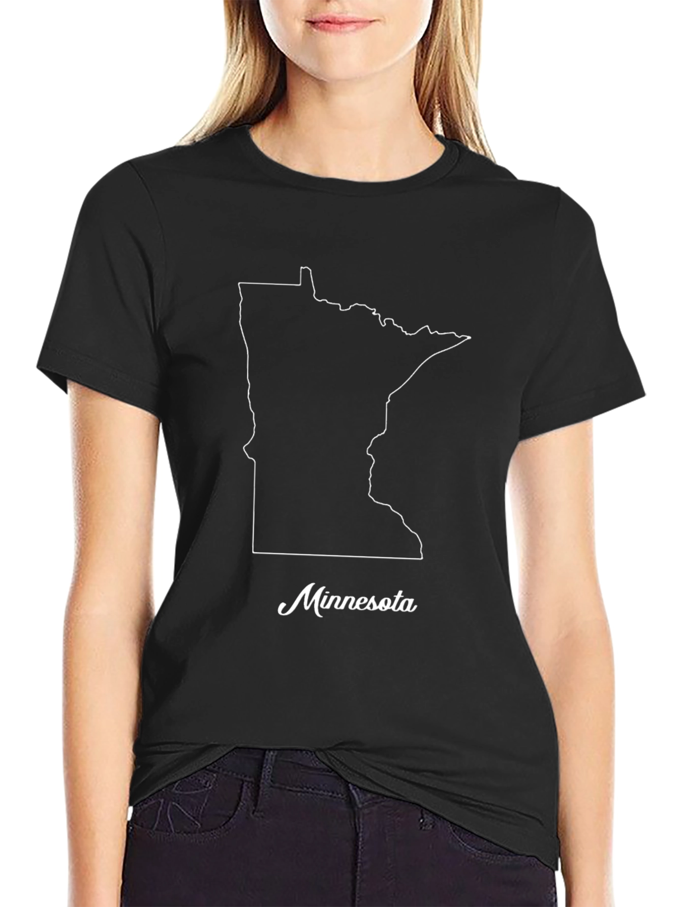 Minnesota Outline Graphic Tee - Black Casual Shirt