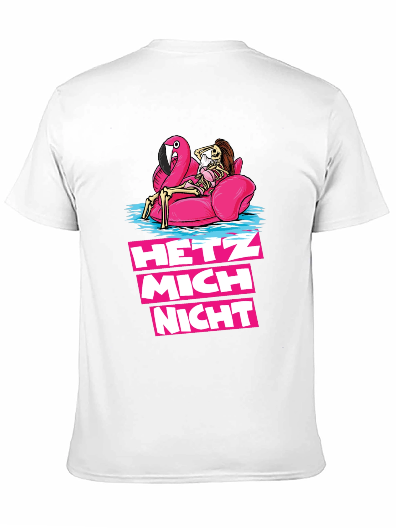 Hetz Mich Nicht Skeleton Flamingo T-Shirt