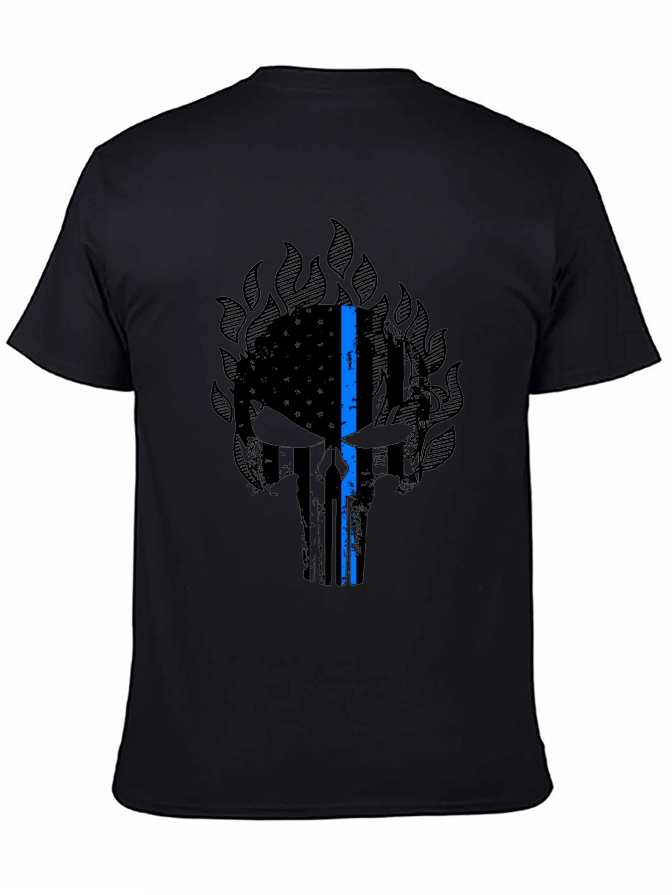 Punisher Skull Thin Blue Line Graphic T-Shirt