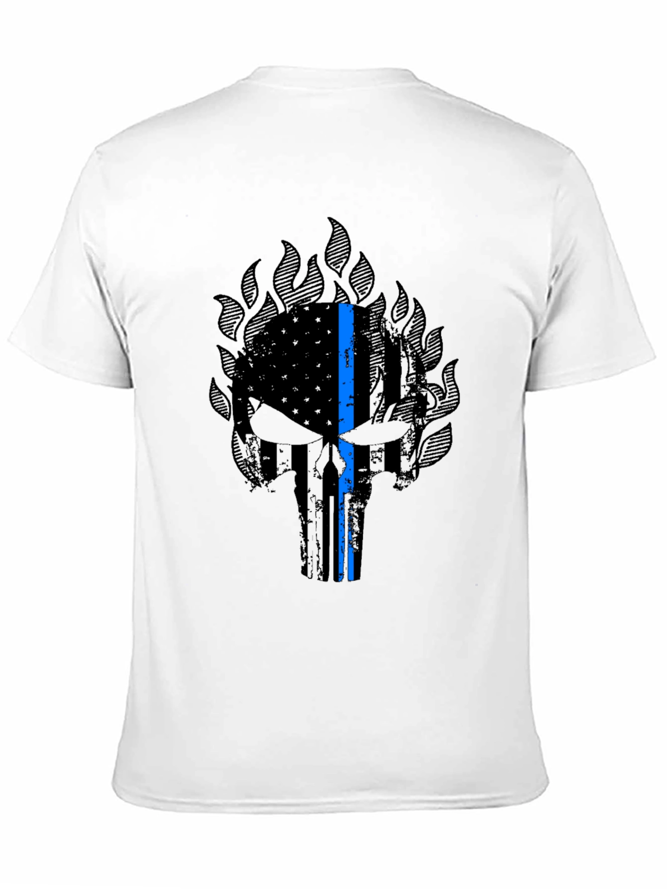 Punisher Skull Thin Blue Line Graphic T-Shirt