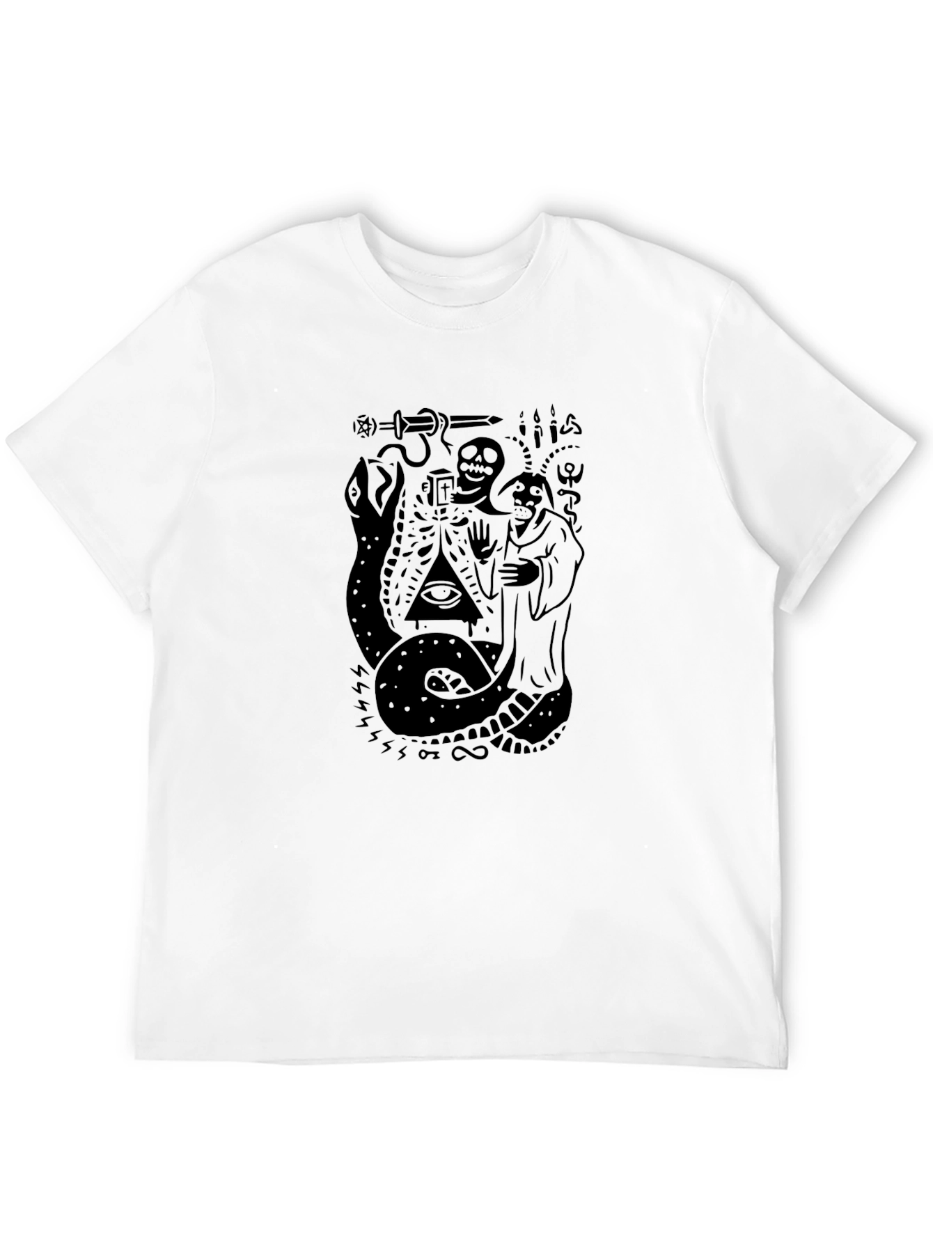 Occult Snake & Skull Graphic Black T-Shirt