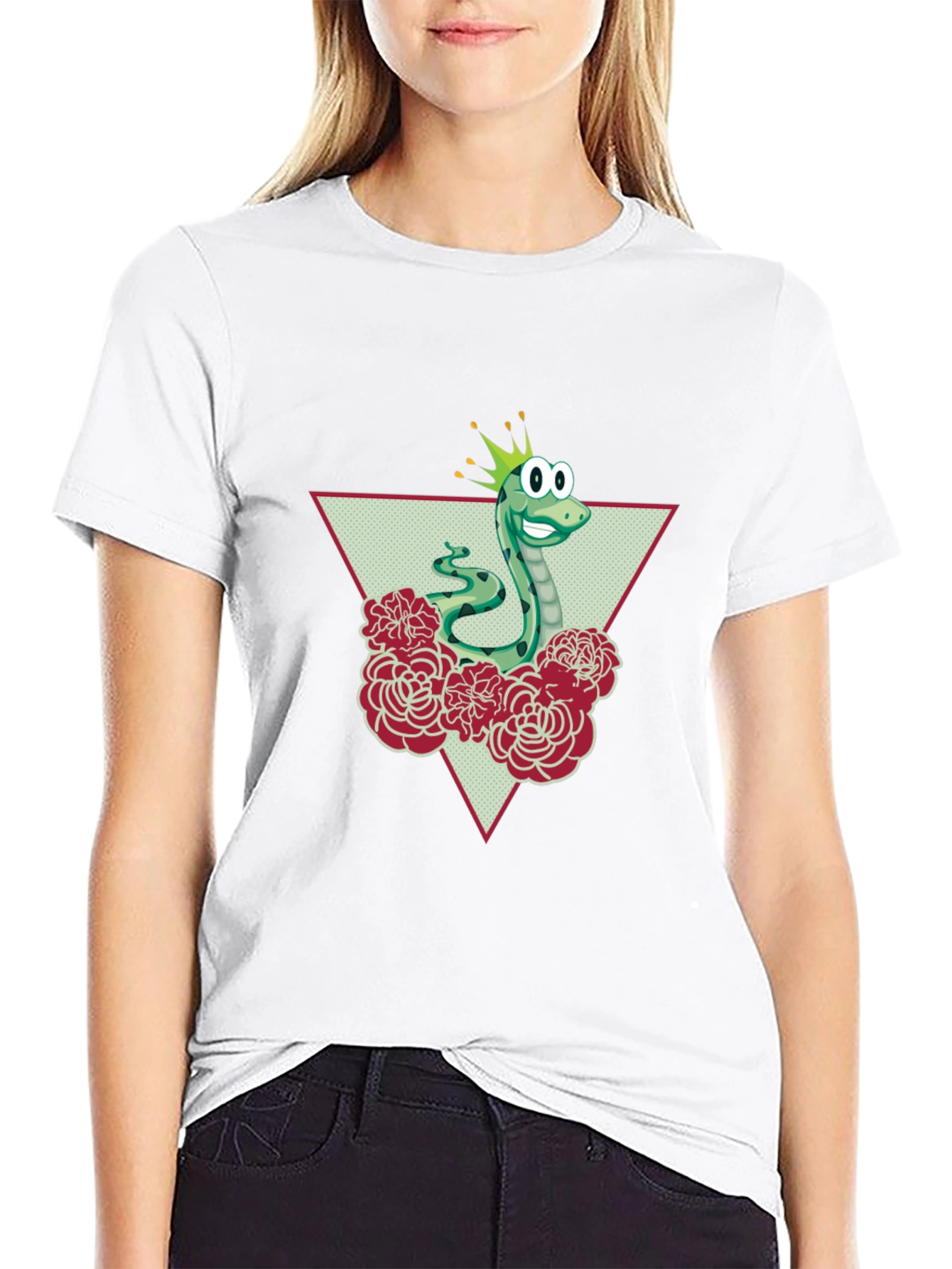 Funny Snake Prince Graphic Tee - Black