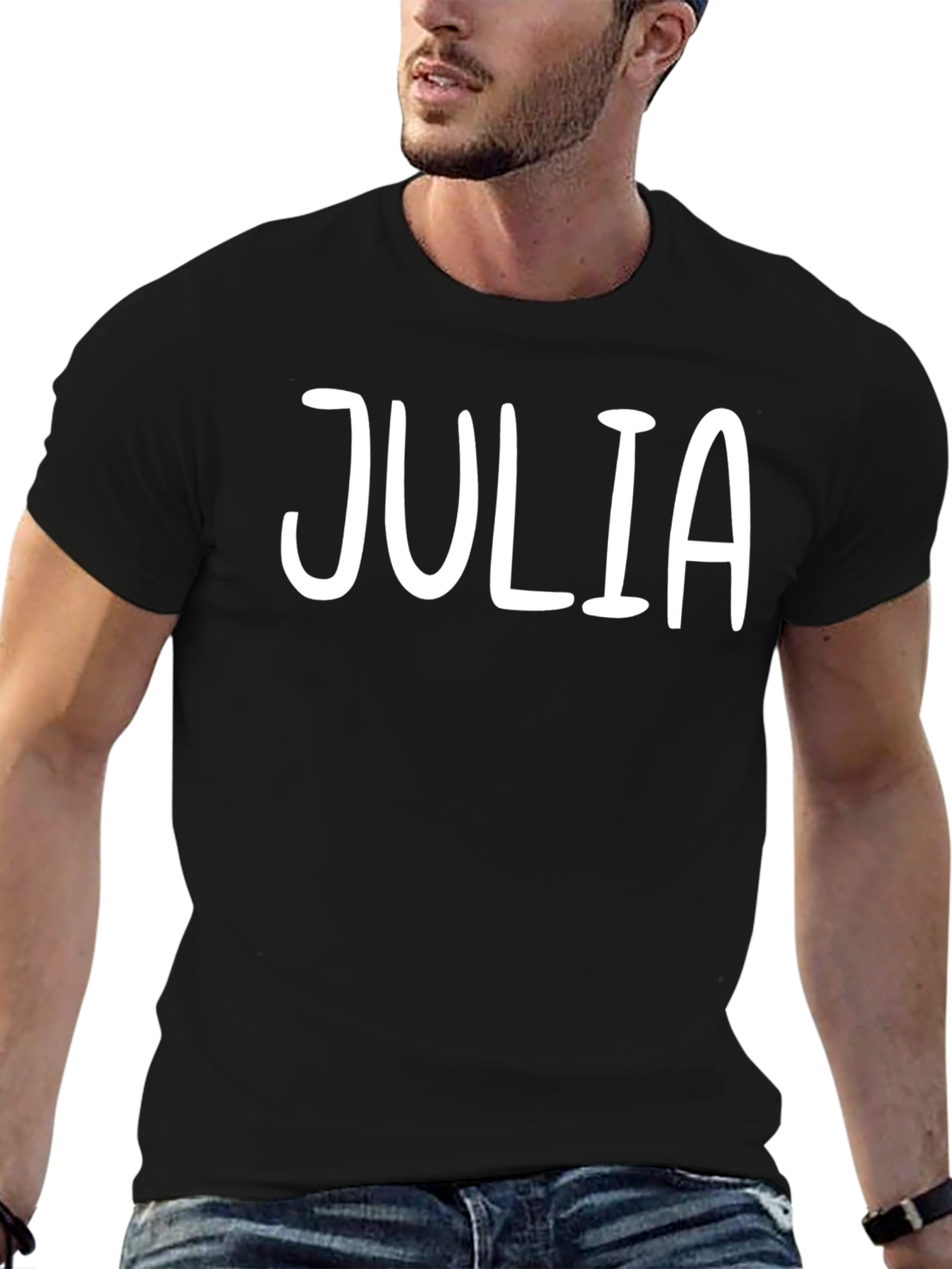 Julia Custom Name Black T-Shirt