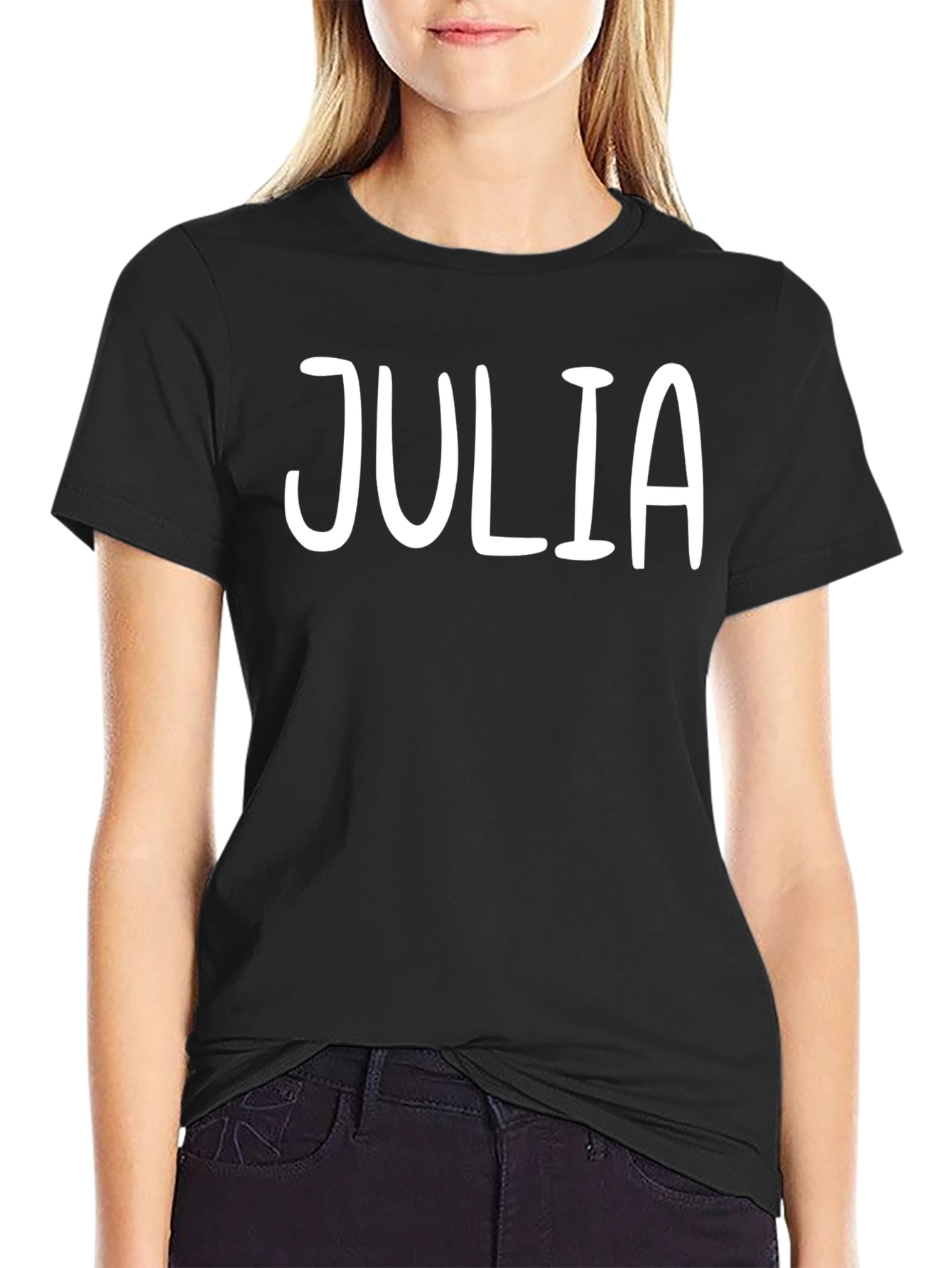 Julia Custom Name Black T-Shirt