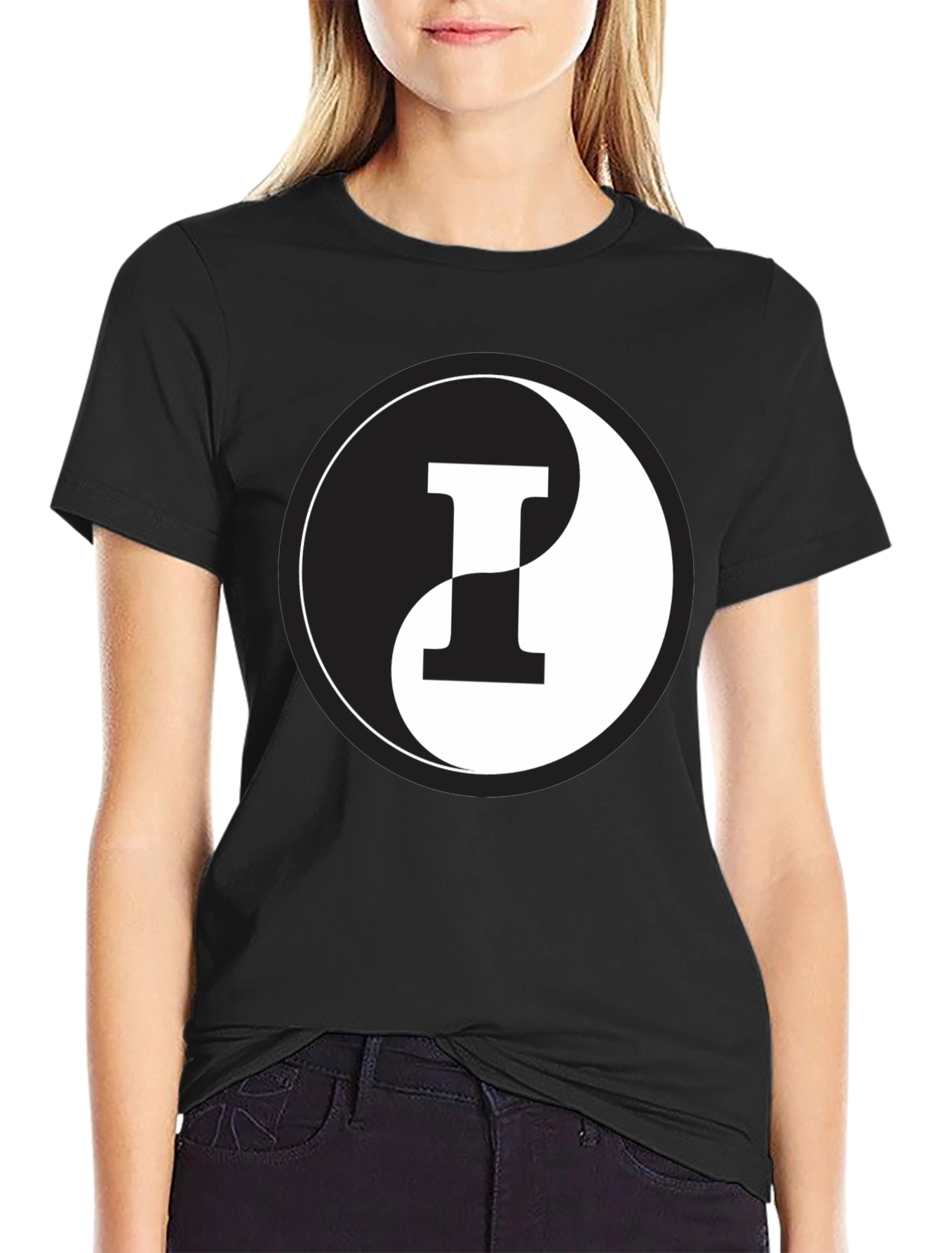 Yin Yang Letter I Graphic Tee - Black