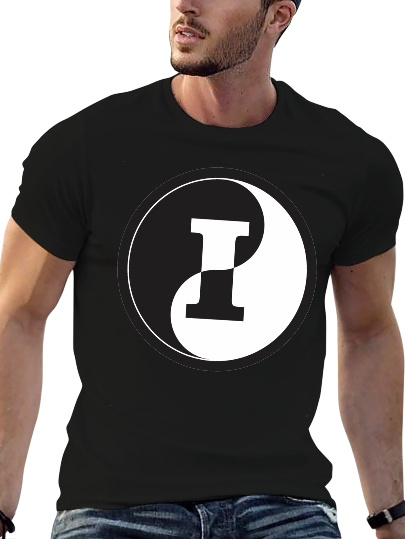 Yin Yang Letter I Graphic Tee - Black