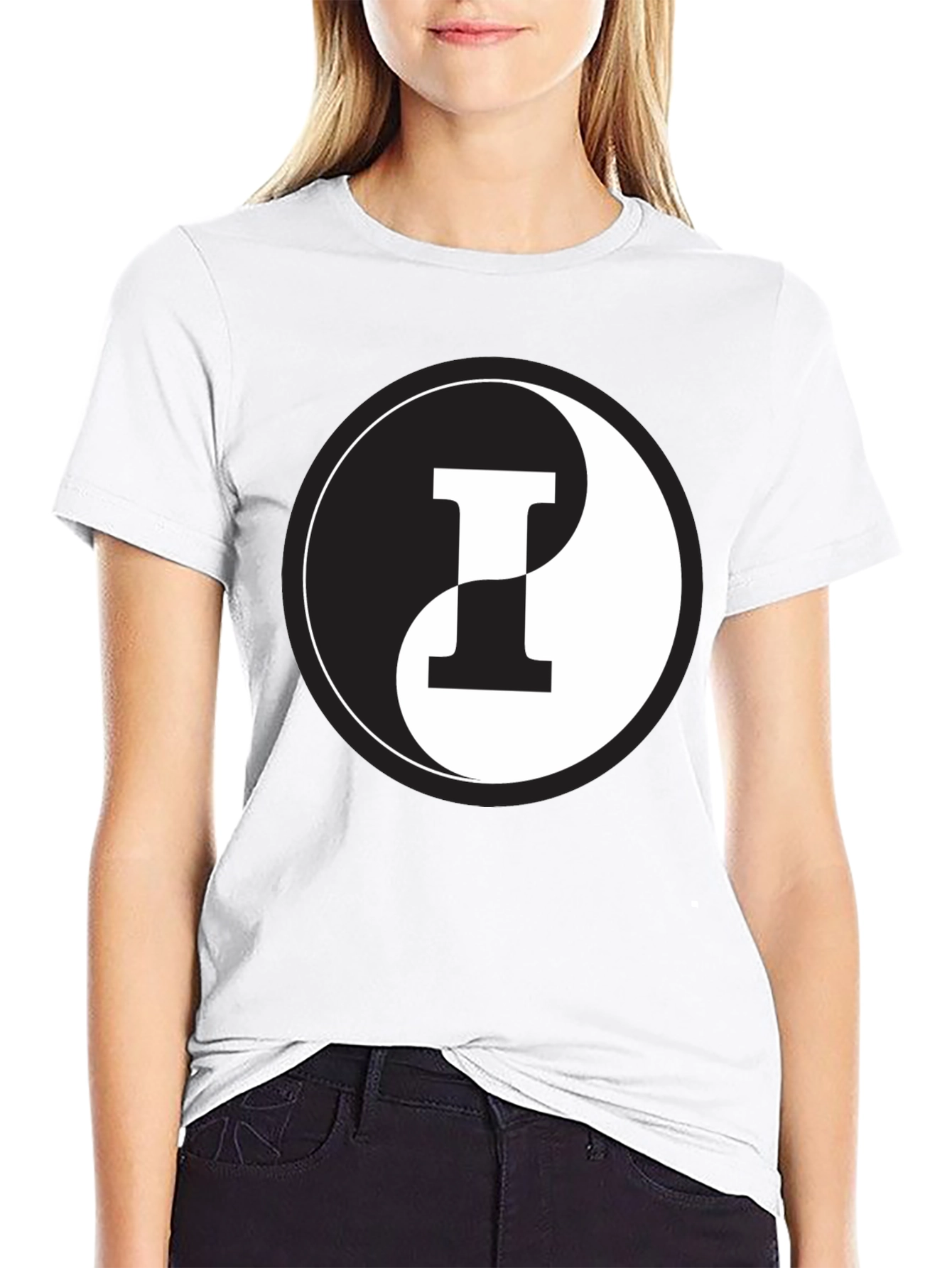 Yin Yang Letter I Graphic Tee - Black