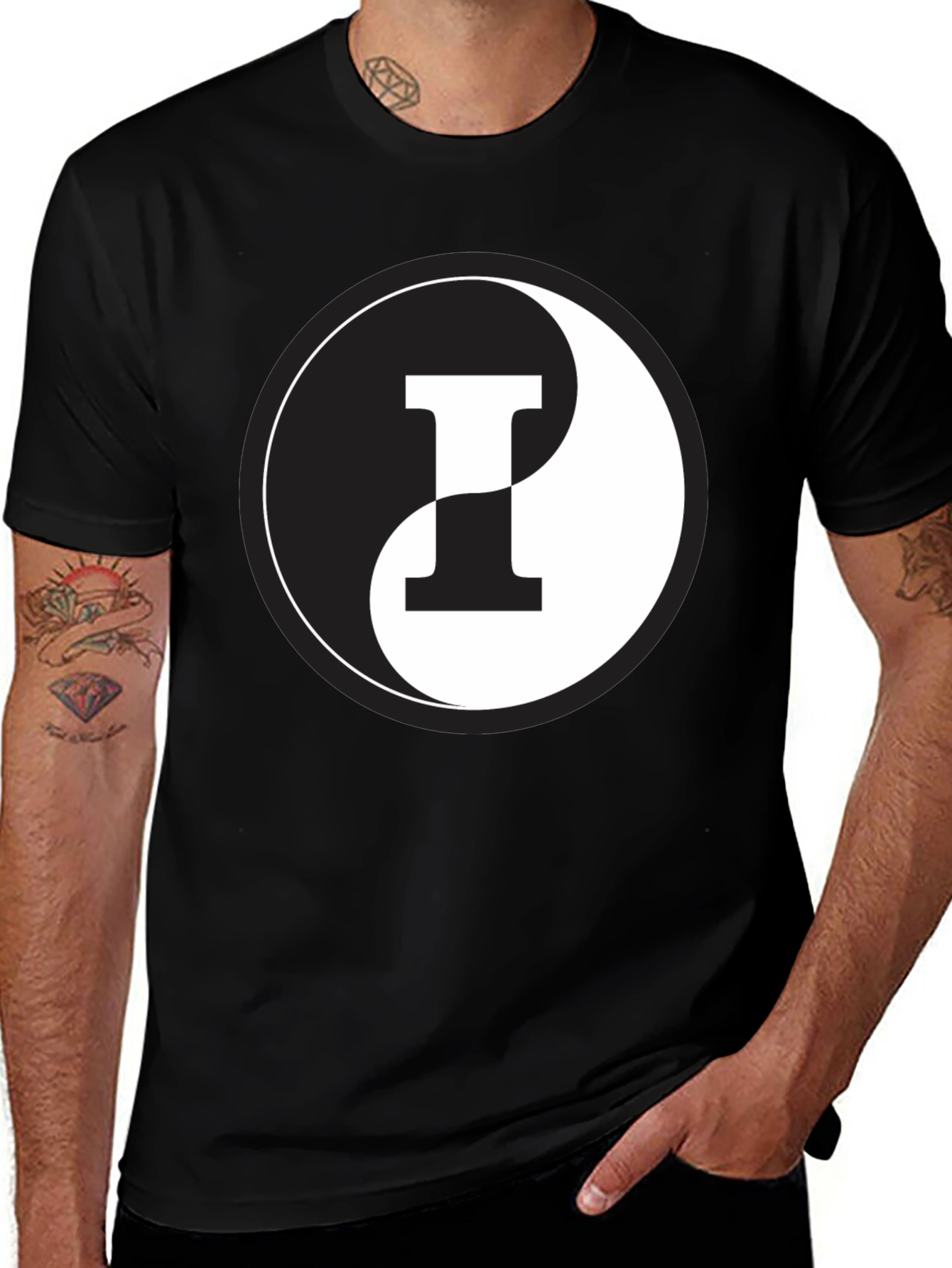Yin Yang Letter I Graphic Tee - Black