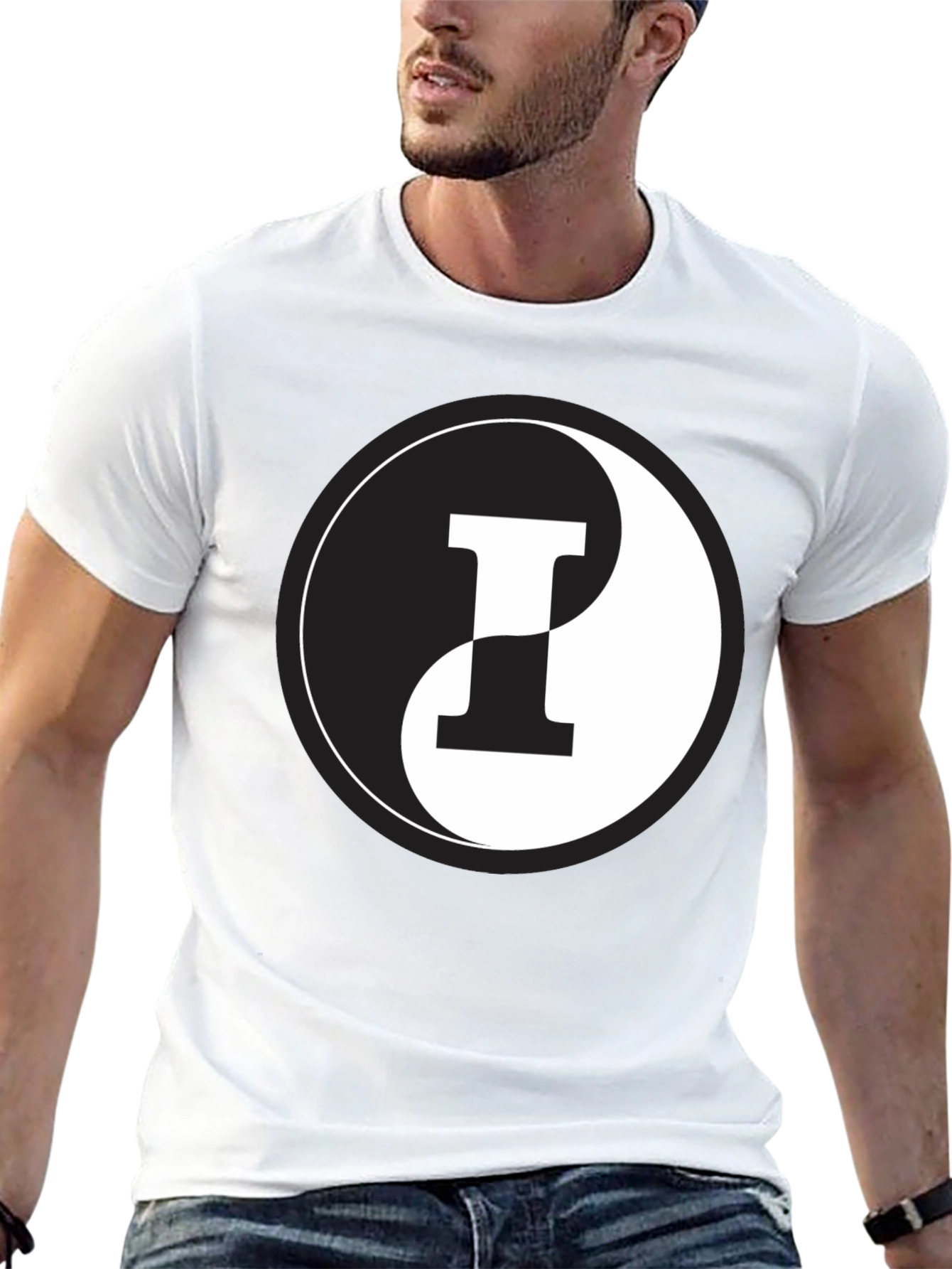 Yin Yang Letter I Graphic Tee - Black