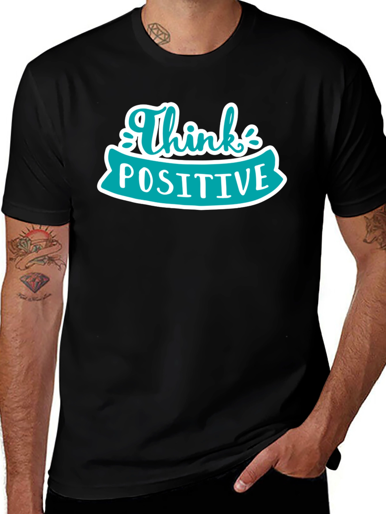 Think Positive Graphic Tee - Black Casual Shirt