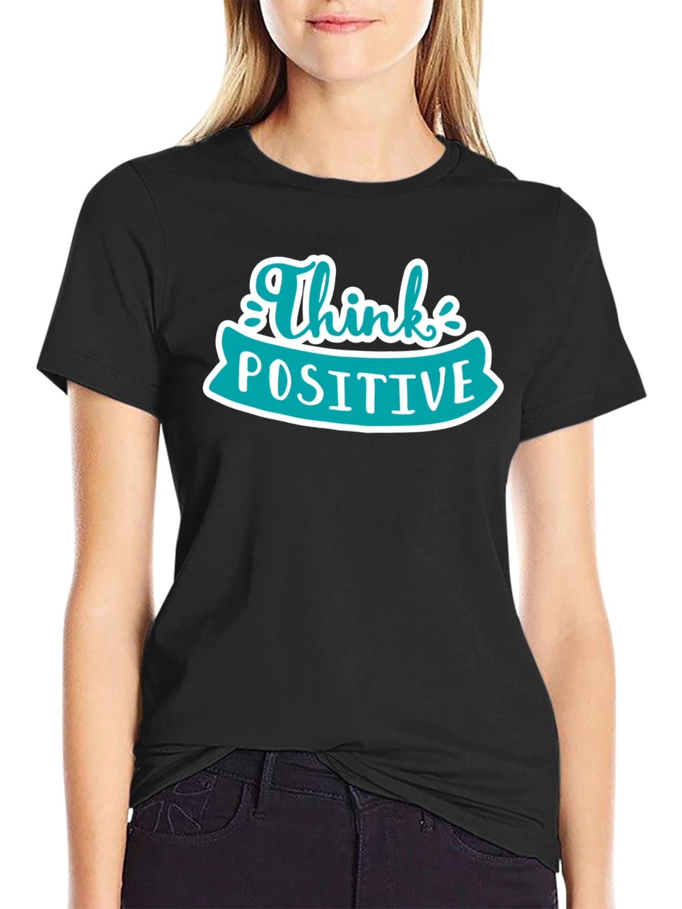 Think Positive Graphic Tee - Black Casual Shirt