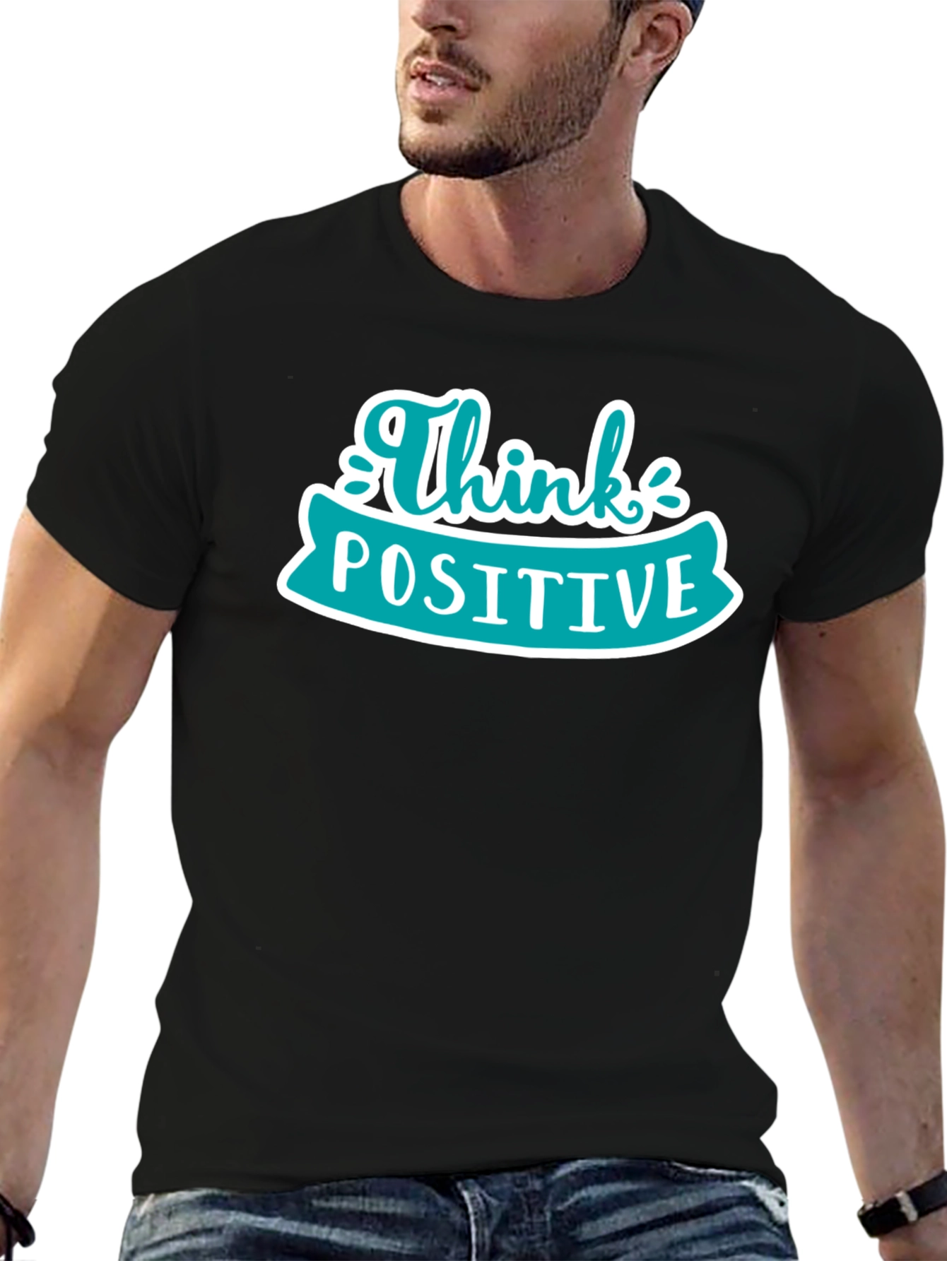Think Positive Graphic Tee - Black Casual Shirt