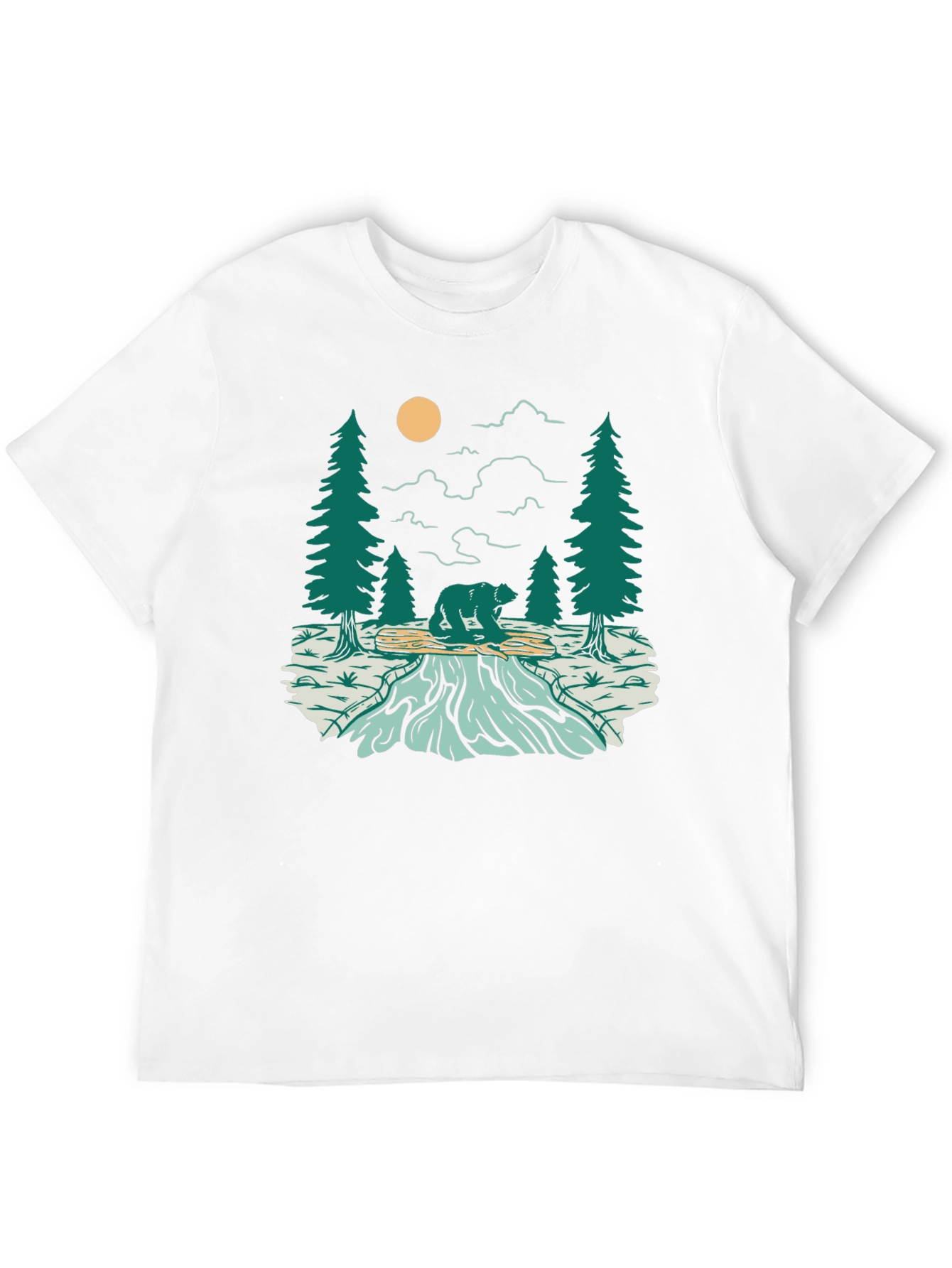 Nature Bear Graphic Tee - Black Cotton Blend