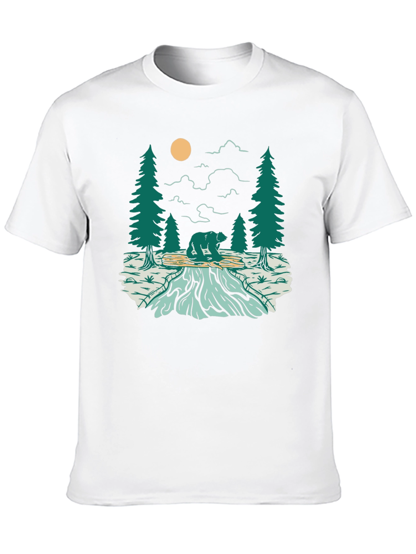 Nature Bear Graphic Tee - Black Cotton Blend