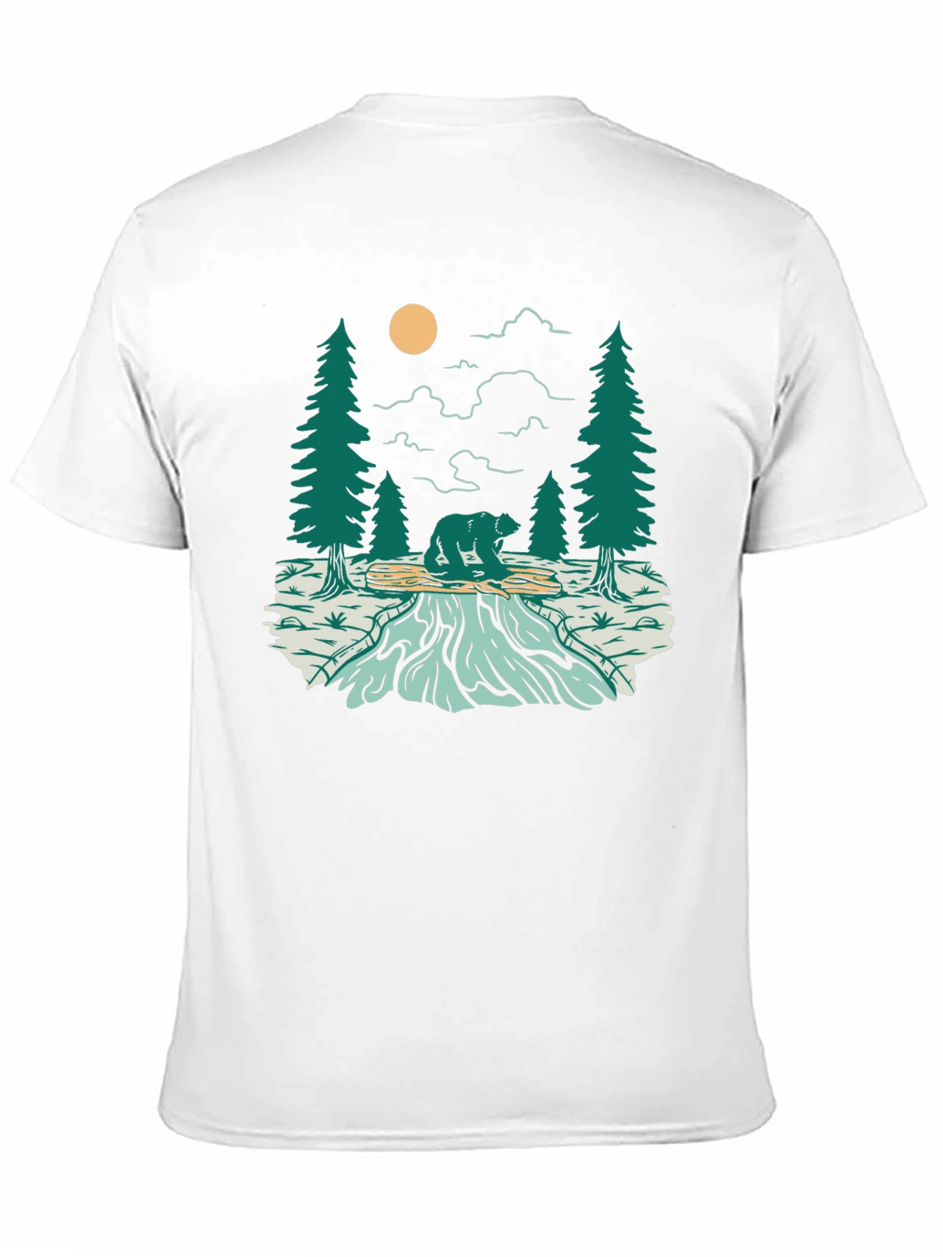 Nature Bear Graphic Tee - Black Cotton Blend