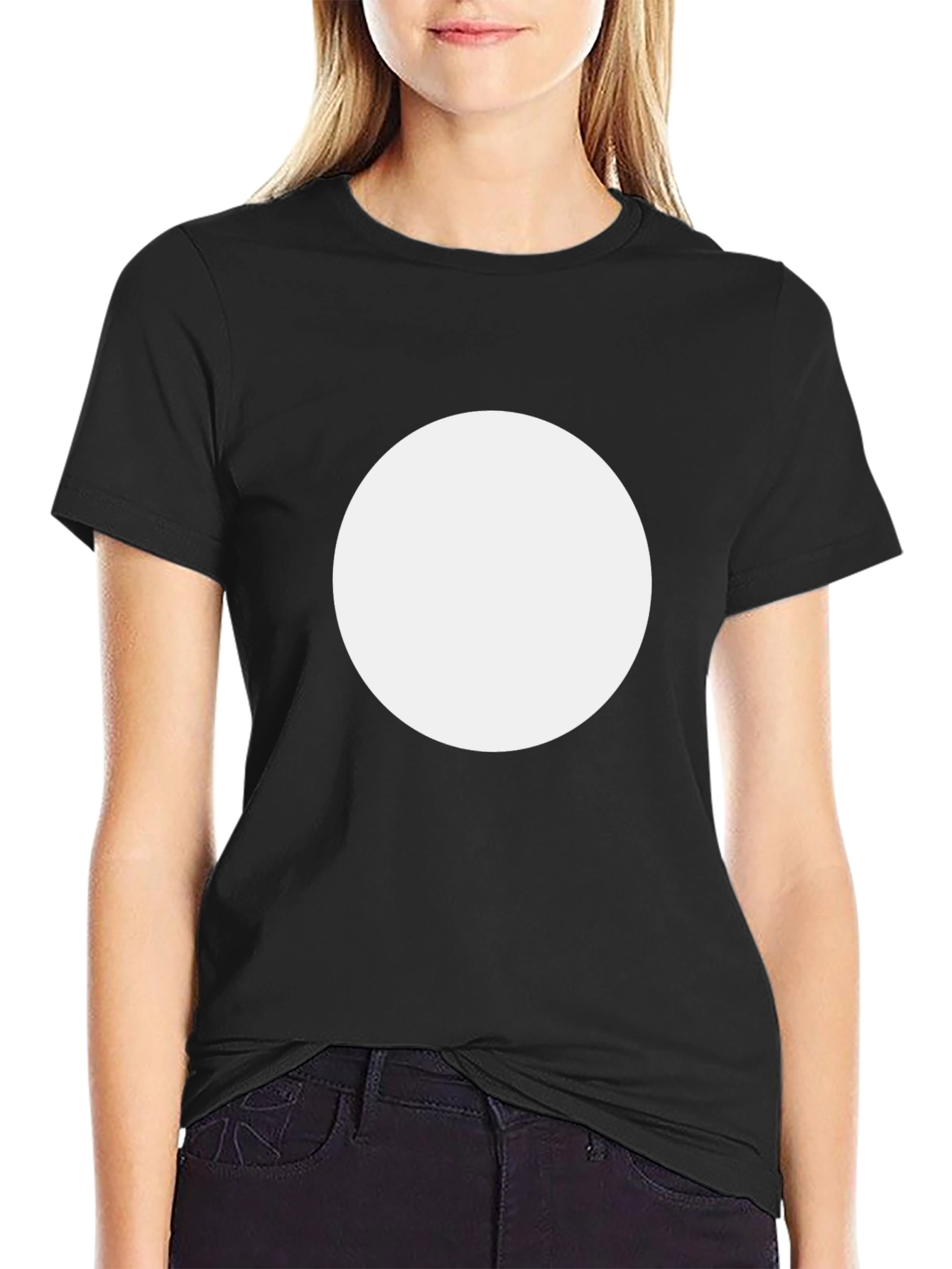 Minimalist Black T-Shirt with White Circle Design