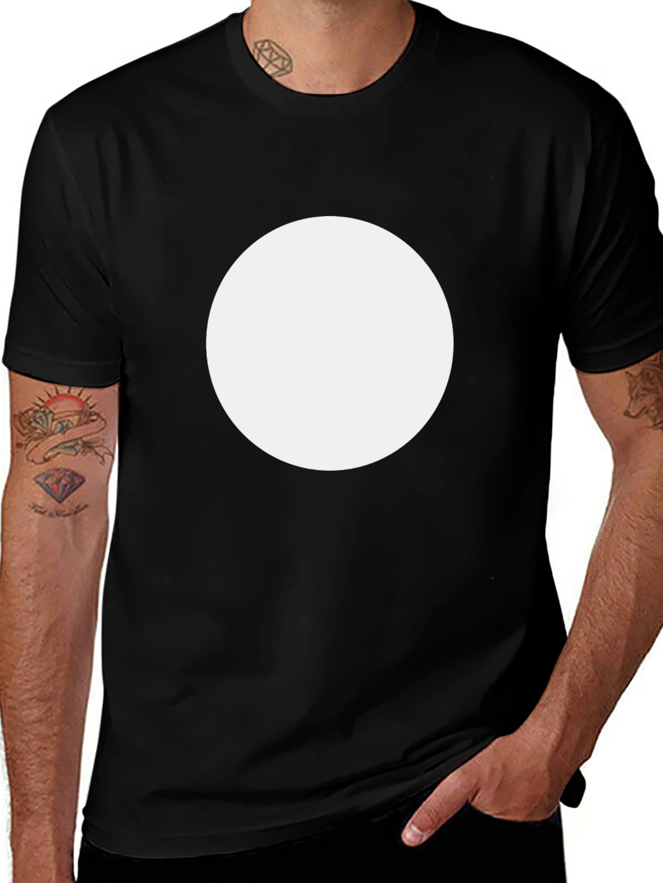 Minimalist Black T-Shirt with White Circle Design