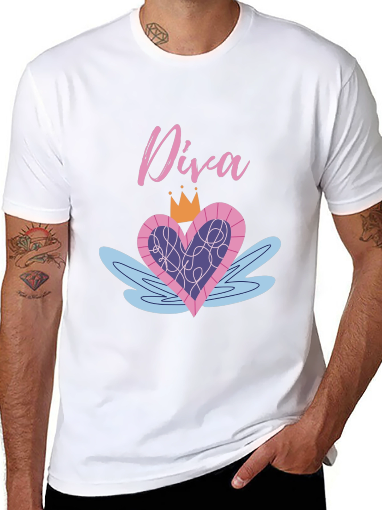 Diva Heart Crown Graphic Black T-Shirt