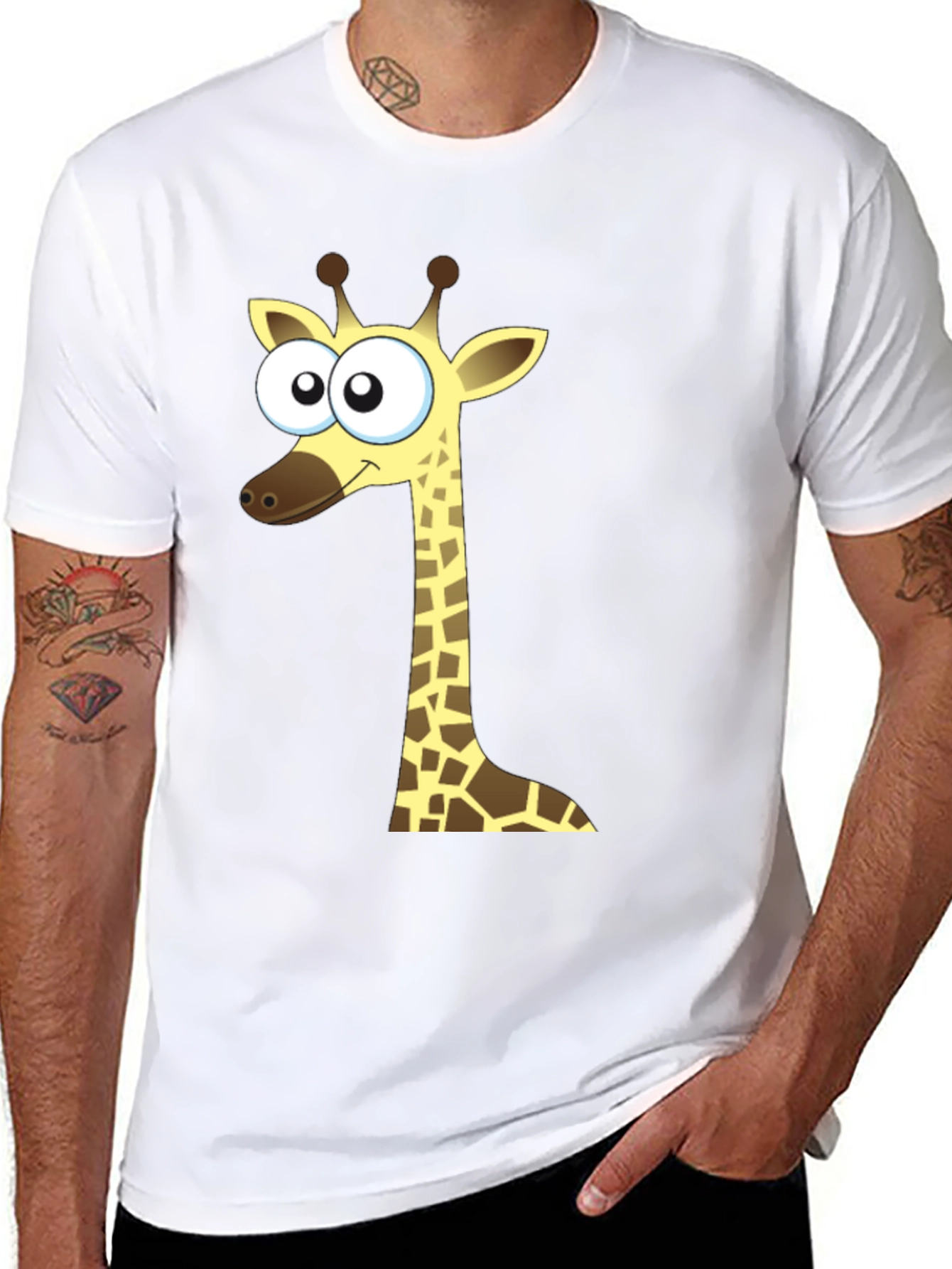 Cartoon Giraffe Black T-Shirt