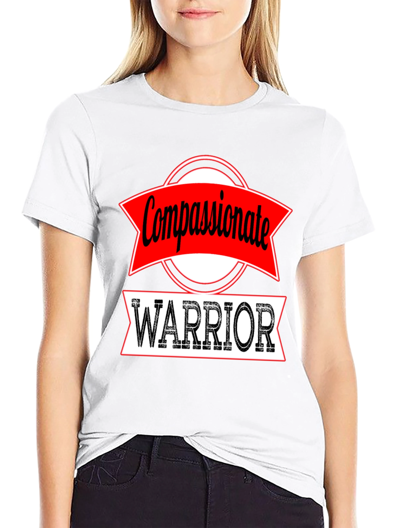 Compassionate Warrior Graphic Tee - Black Cotton T-Shirt