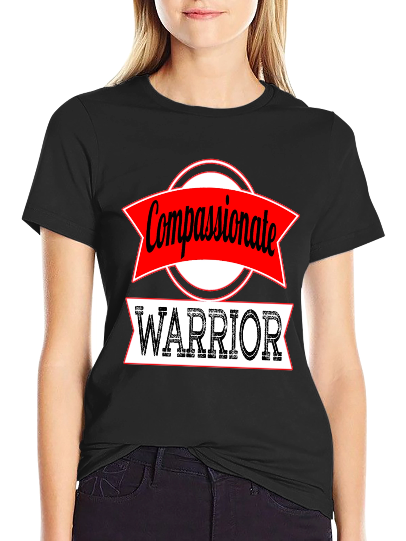 Compassionate Warrior Graphic Tee - Black Cotton T-Shirt