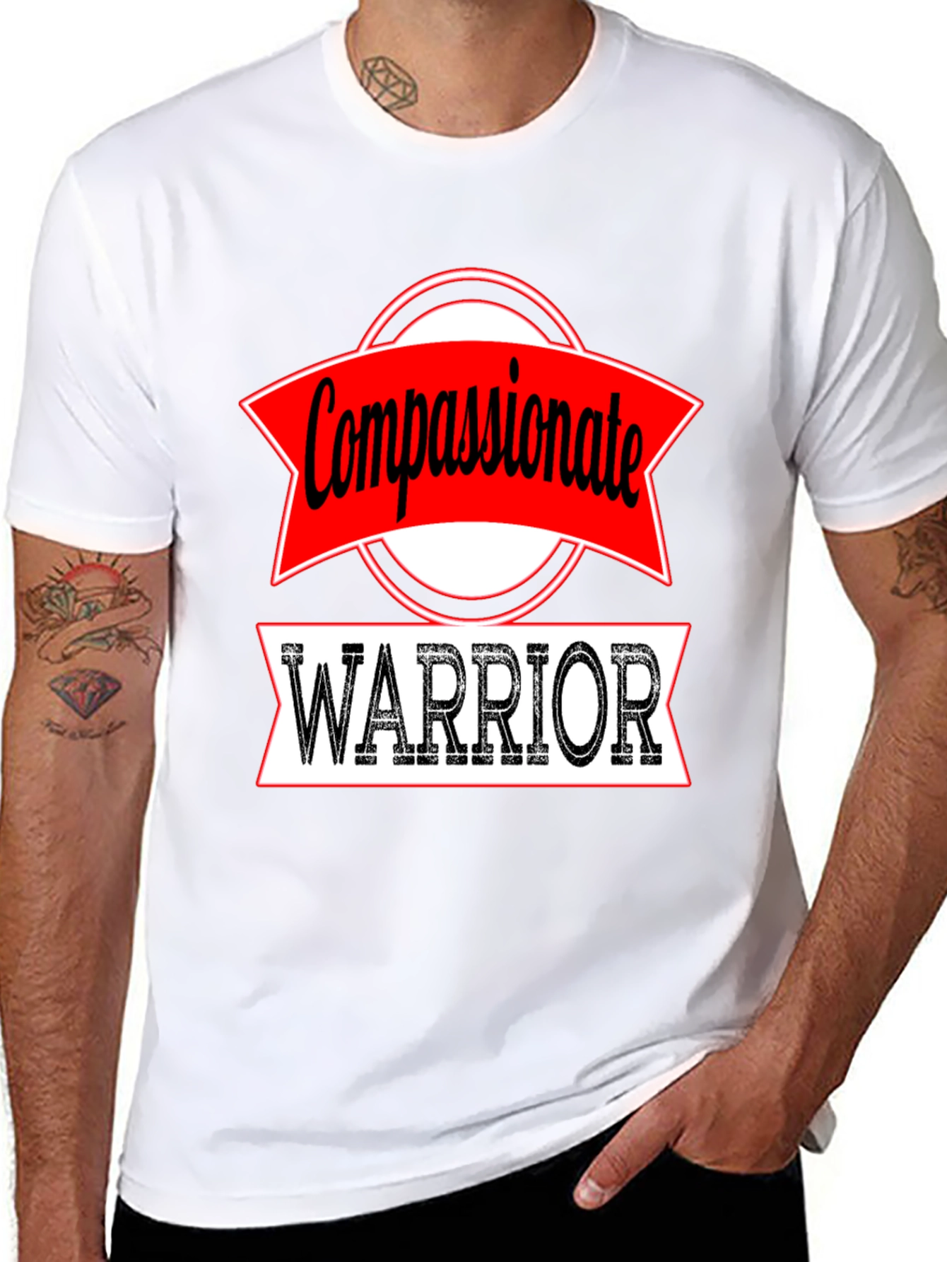 Compassionate Warrior Graphic Tee - Black Cotton T-Shirt