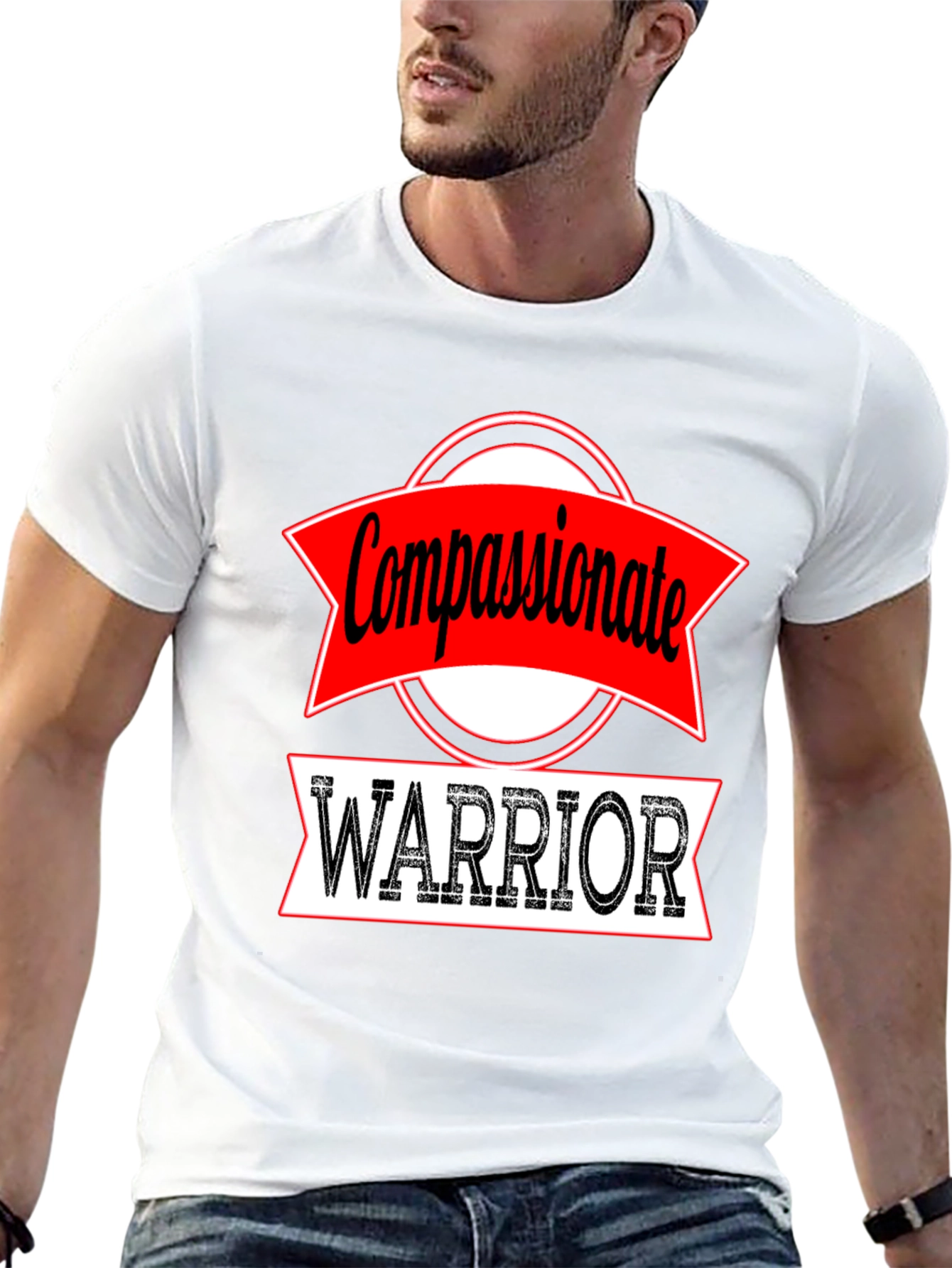 Compassionate Warrior Graphic Tee - Black Cotton T-Shirt
