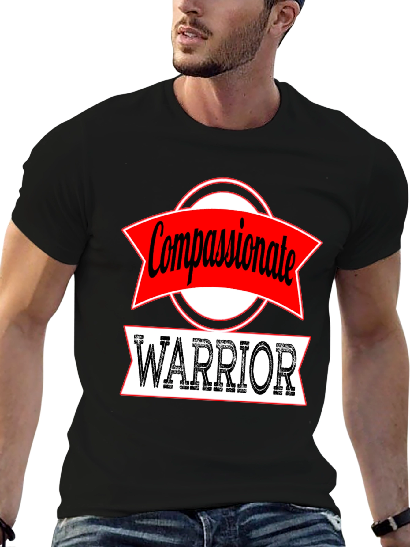 Compassionate Warrior Graphic Tee - Black Cotton T-Shirt