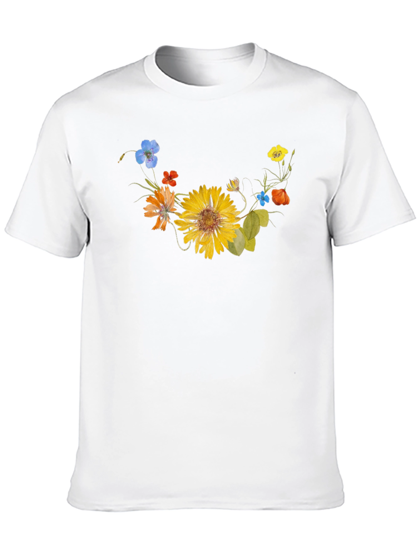 Floral Graphic Tee - Black Cotton T-Shirt