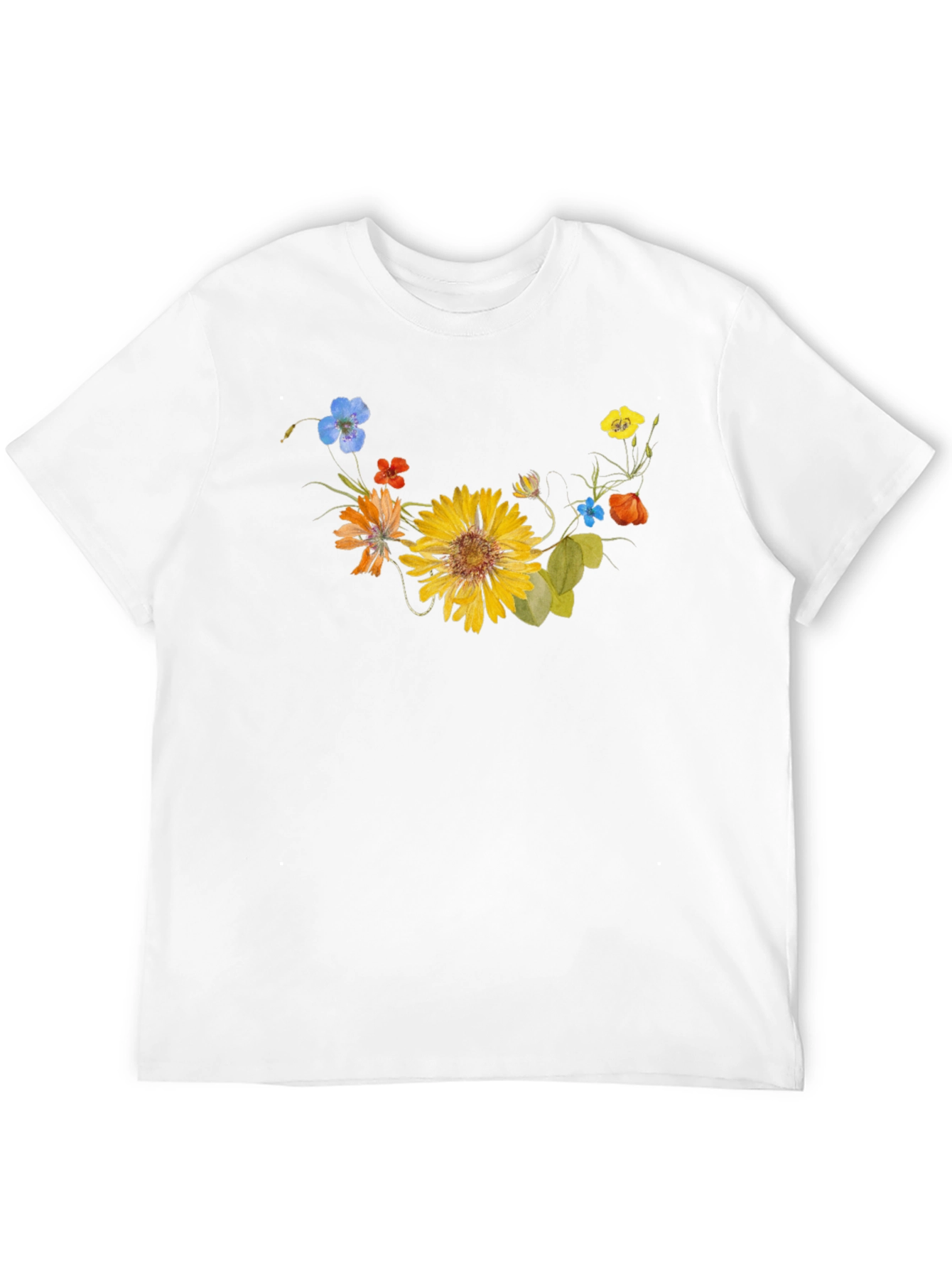 Floral Graphic Tee - Black Cotton T-Shirt