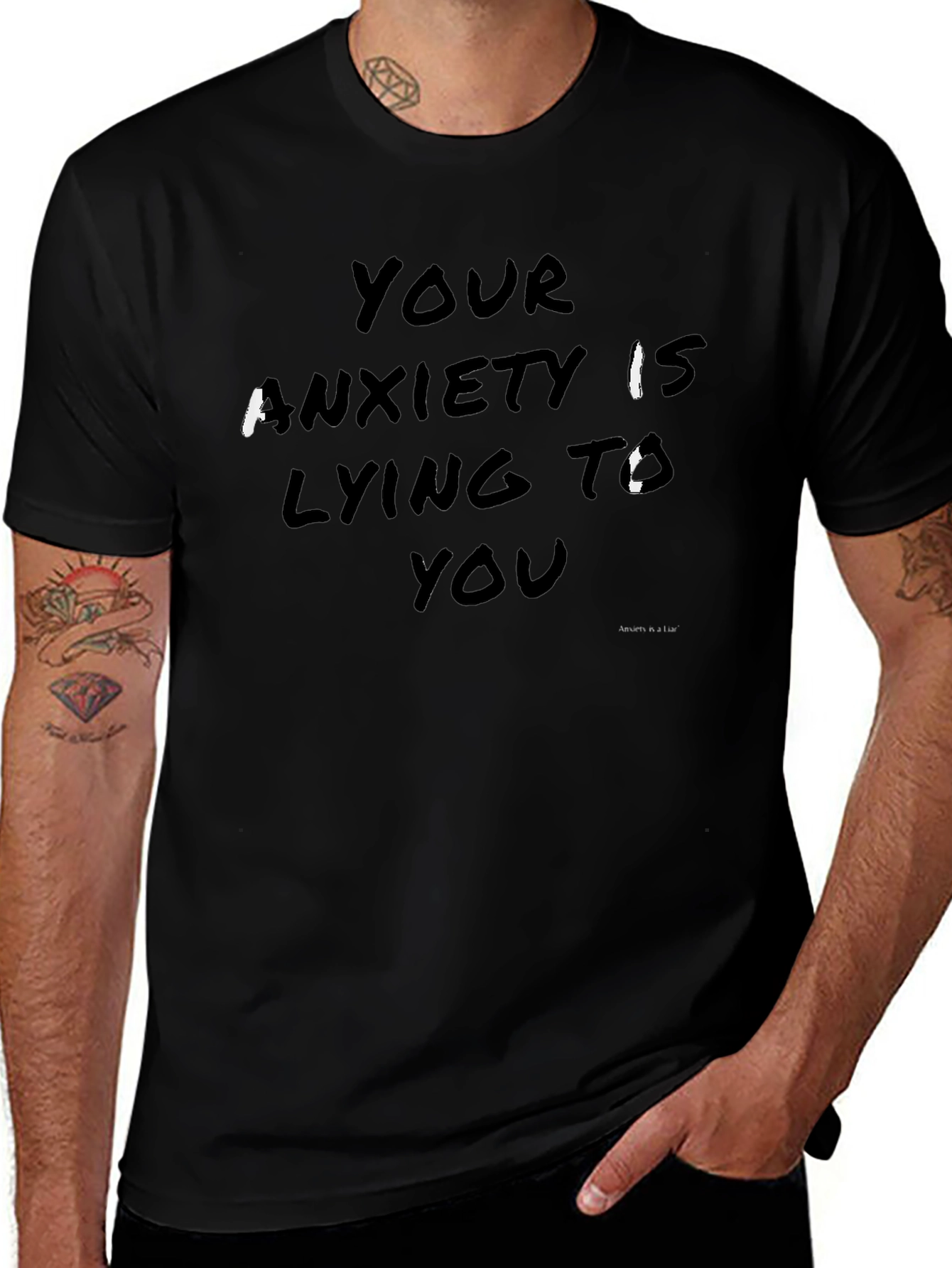 Anxiety Awareness Black Crewneck T-Shirt
