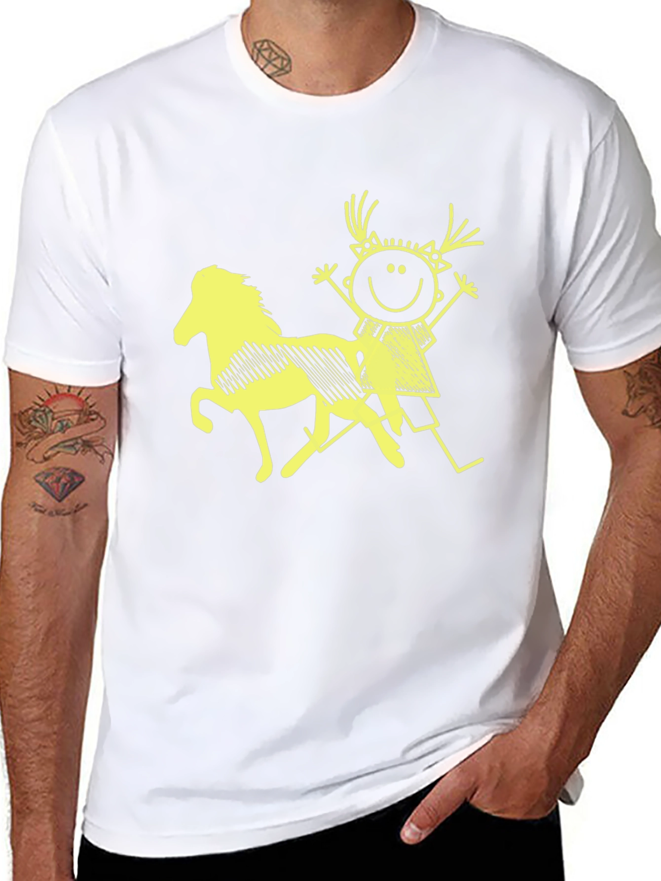 Black Tee w/ Girl Riding Horse Graphic