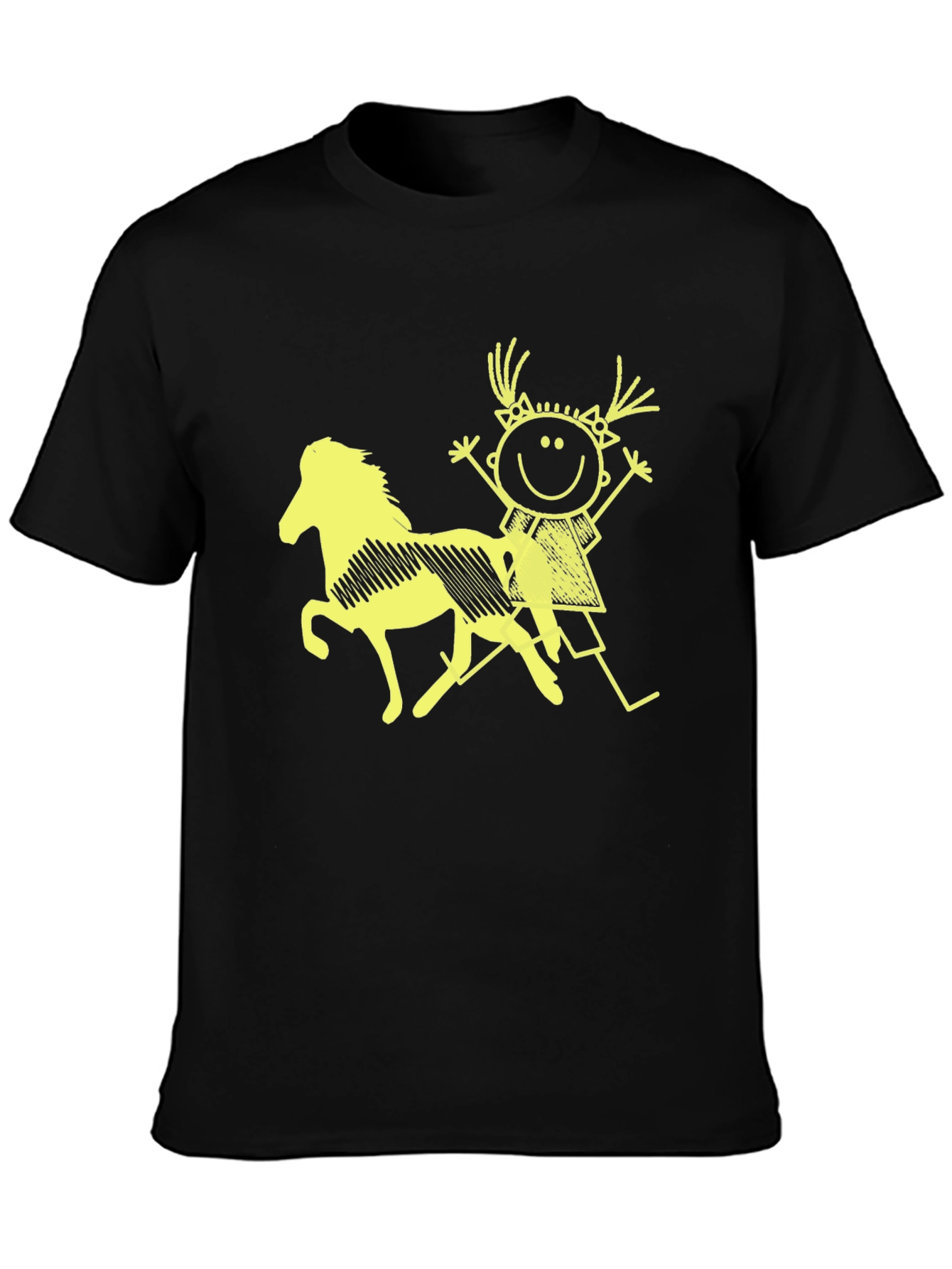 Black Tee w/ Girl Riding Horse Graphic