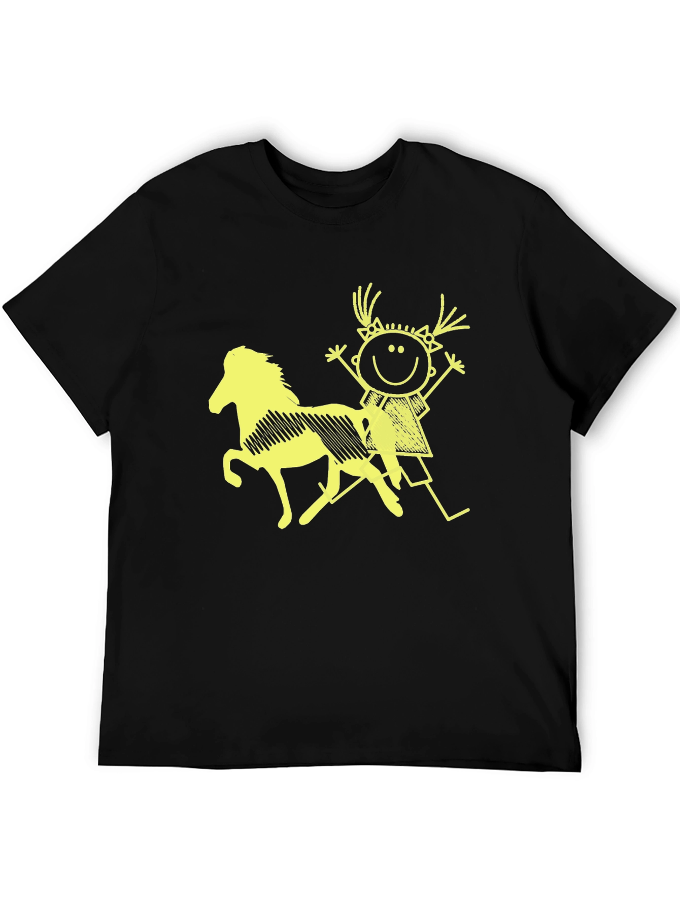 Black Tee w/ Girl Riding Horse Graphic