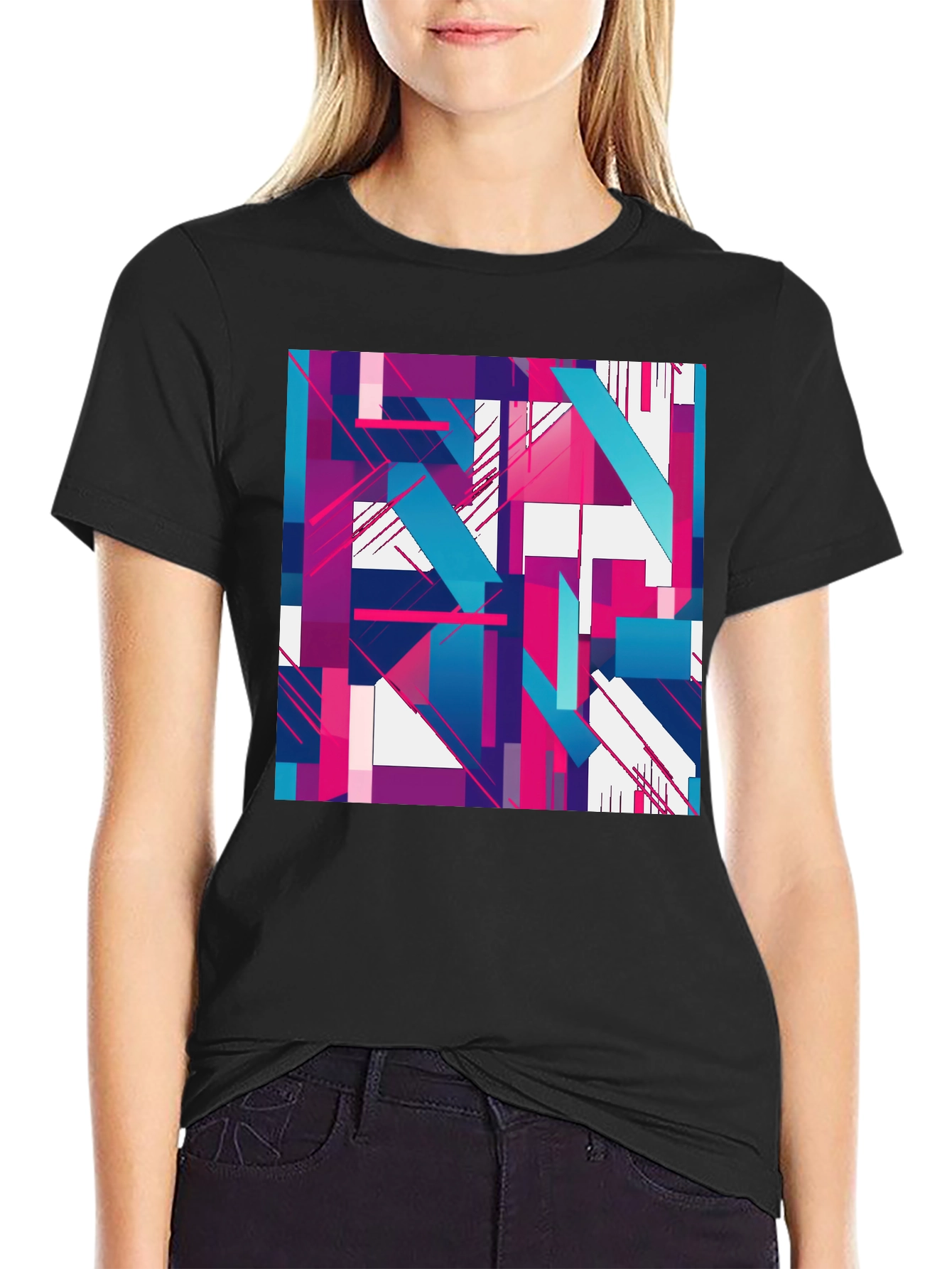 Abstract Geometric Graphic T-Shirt - Stylish & Modern