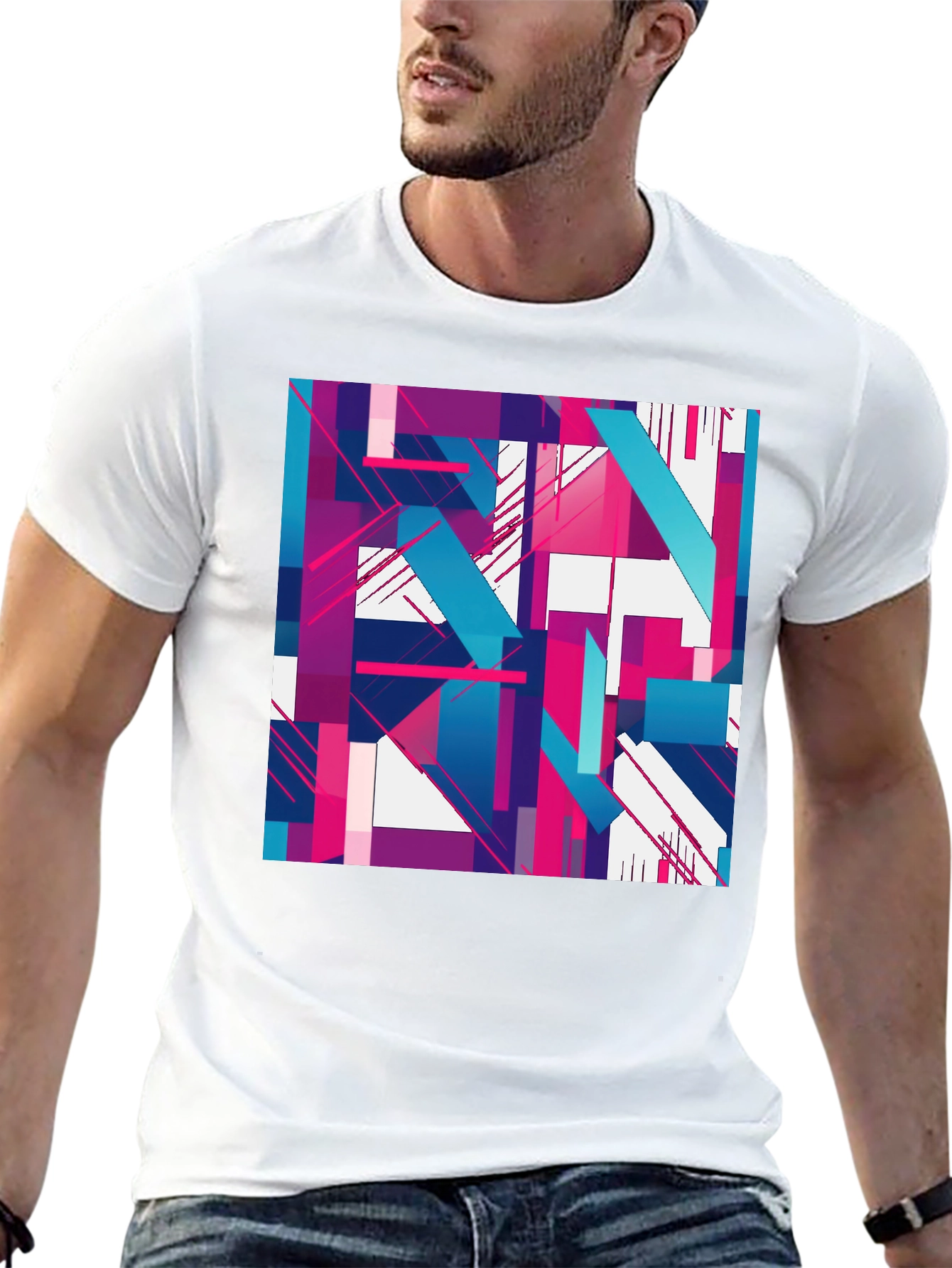 Abstract Geometric Graphic T-Shirt - Stylish & Modern