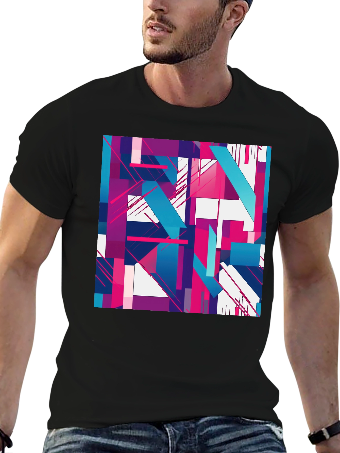 Abstract Geometric Graphic T-Shirt - Stylish & Modern