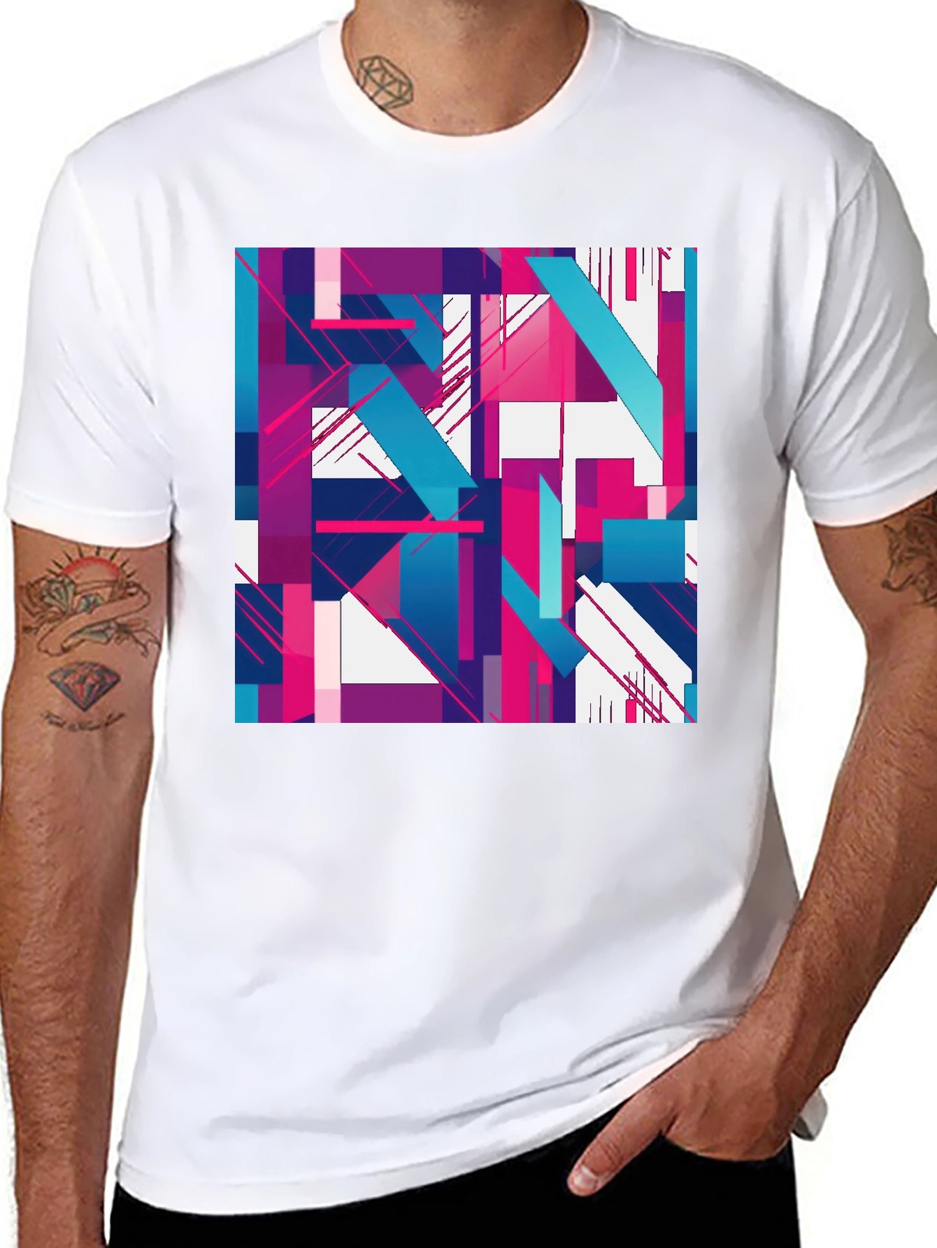 Abstract Geometric Graphic T-Shirt - Stylish & Modern