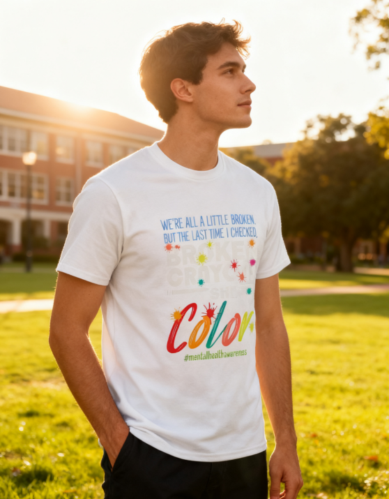 Broken Crayons Still Color Mental Health Awareness T-Shirt - 100% Cotton, Inspirational Tee for Daily Wear & Advocacy Events