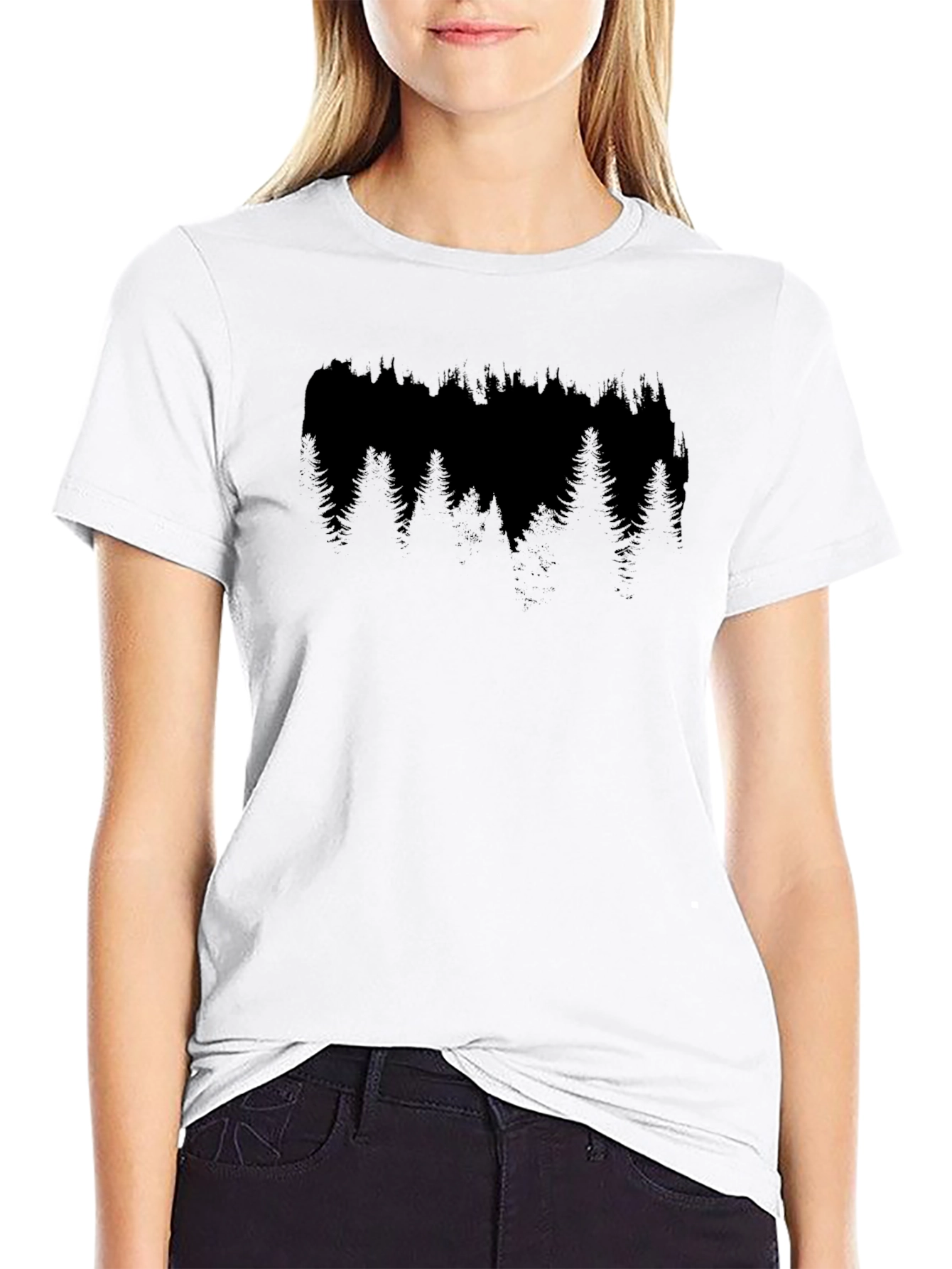 Mens Black Forest Tree Graphic T-Shirt