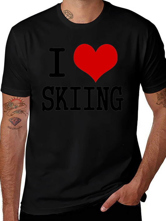 I Heart Skiing T-Shirt - Black Cotton Tee