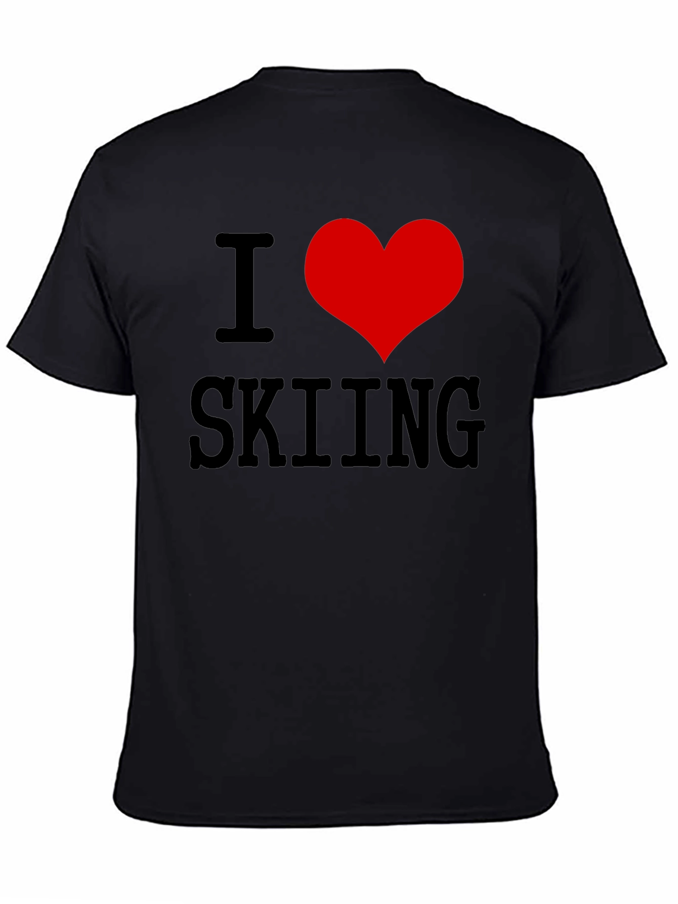 I Heart Skiing T-Shirt - Black Cotton Tee