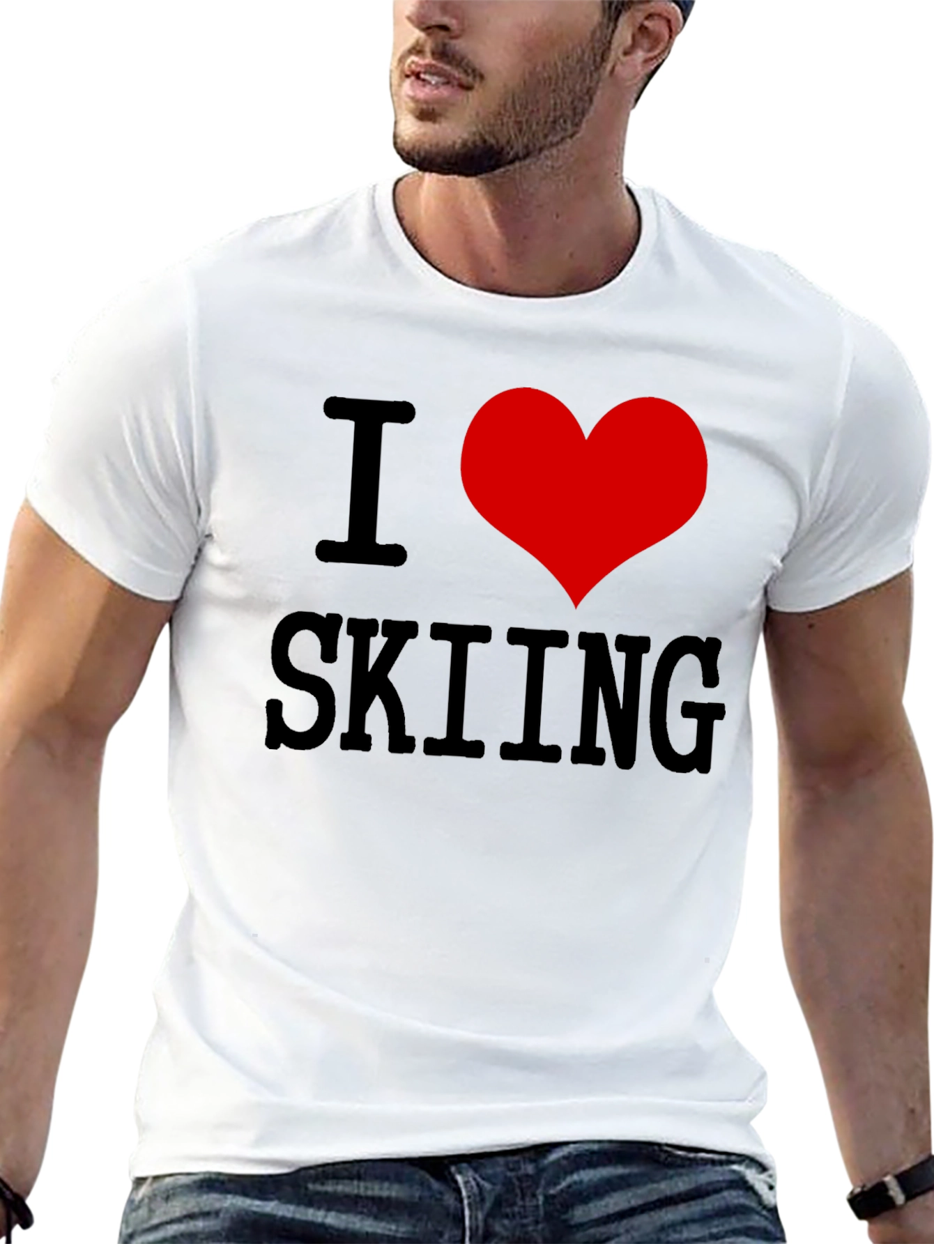 I Heart Skiing T-Shirt - Black Cotton Tee