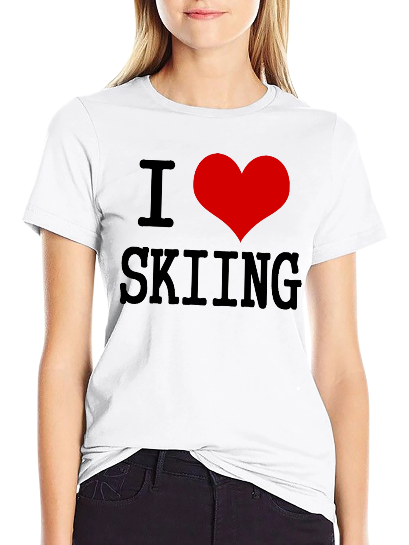 I Heart Skiing T-Shirt - Black Cotton Tee