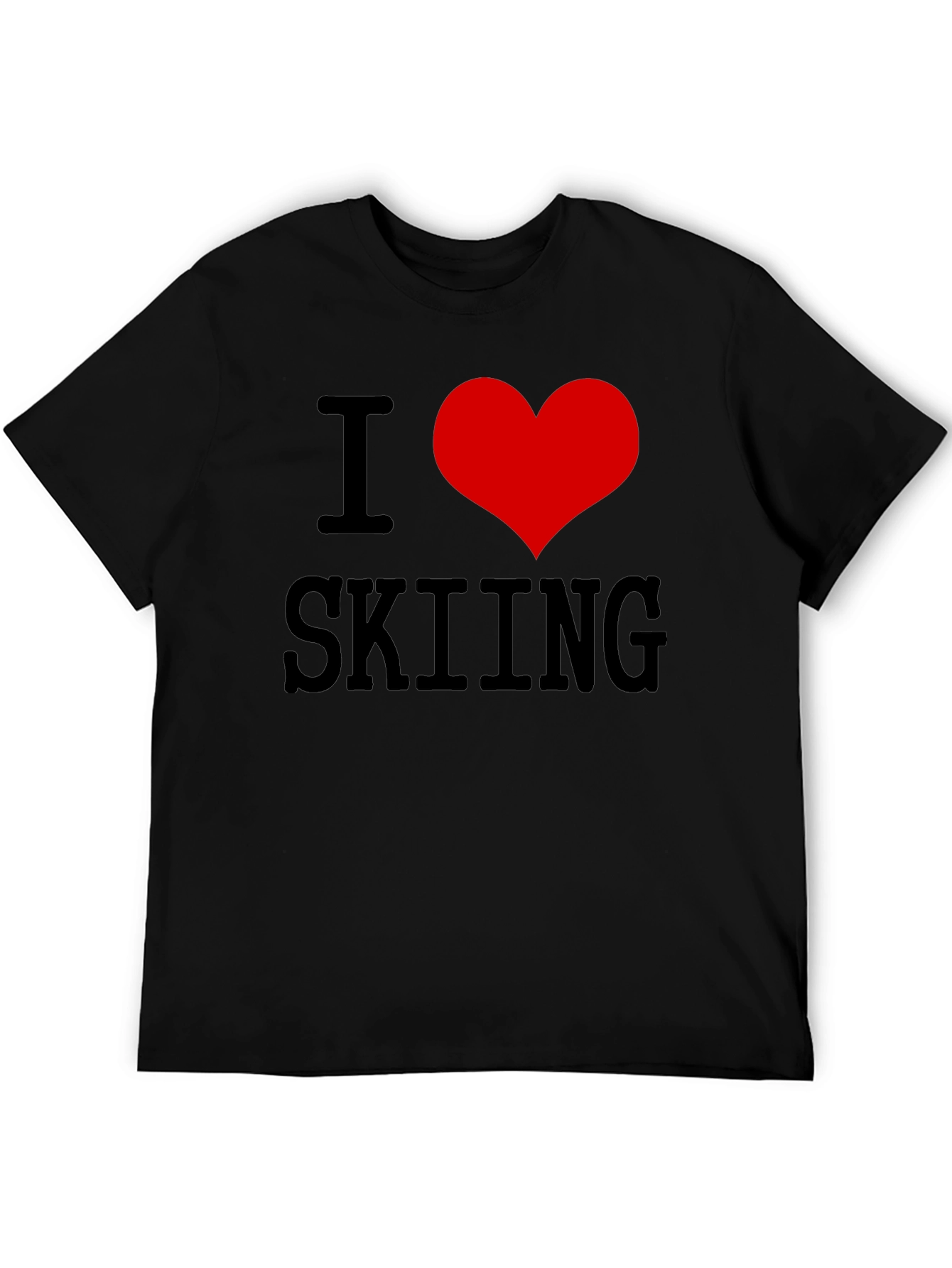 I Heart Skiing T-Shirt - Black Cotton Tee