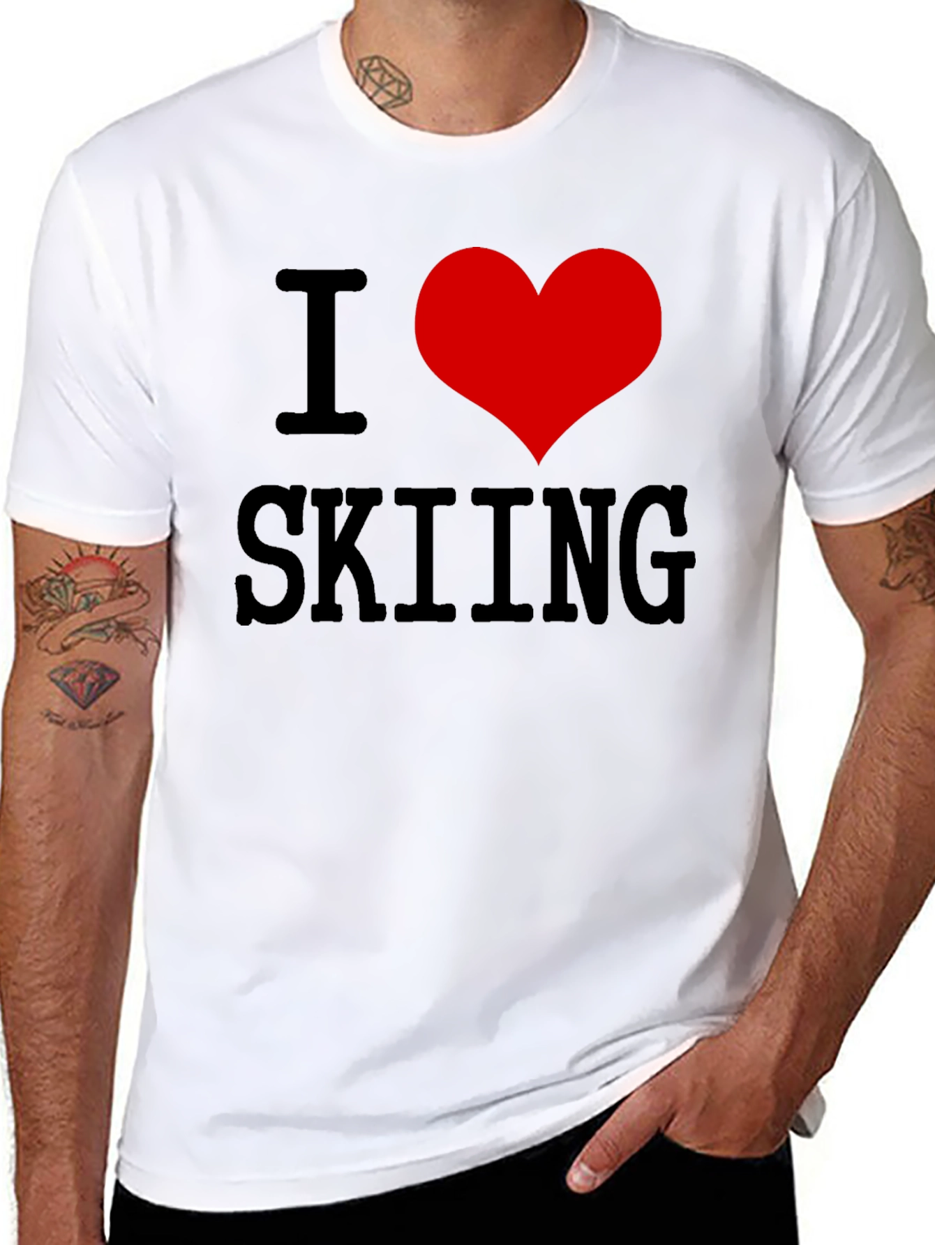 I Heart Skiing T-Shirt - Black Cotton Tee