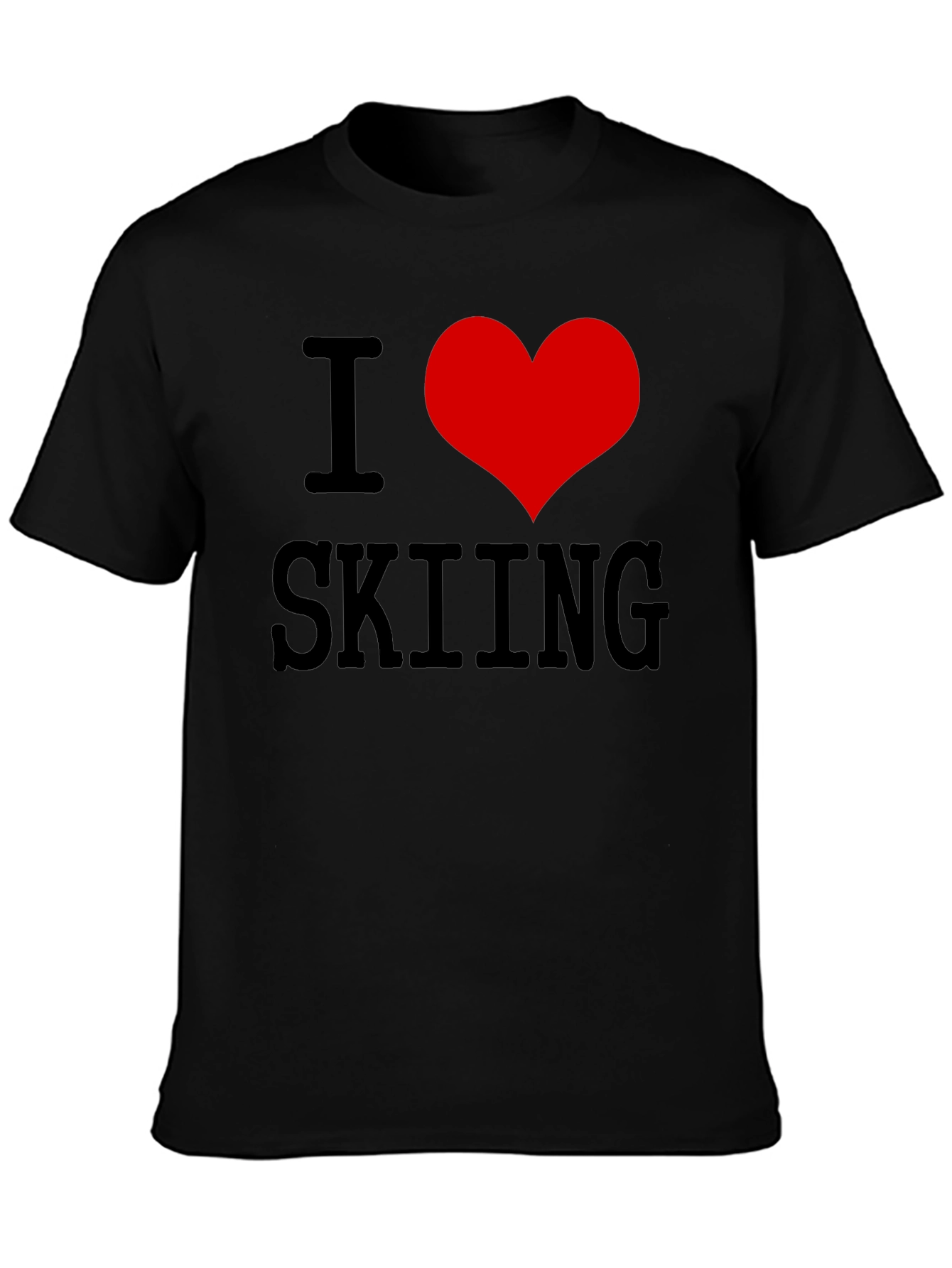 I Heart Skiing T-Shirt - Black Cotton Tee